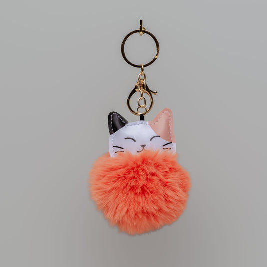 Breloc chei pufos pisicuță anime - Portocaliu