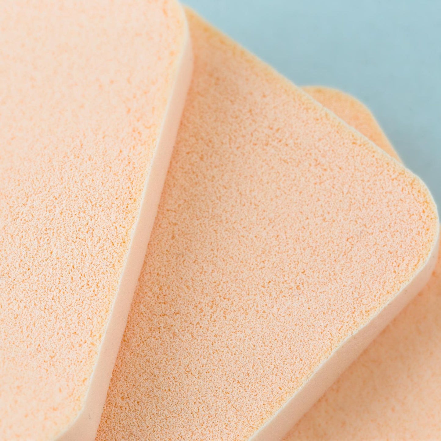 Burete machiaj în formă dreptunghiulară, 5 x 4 cm, set 3 buc - Peach