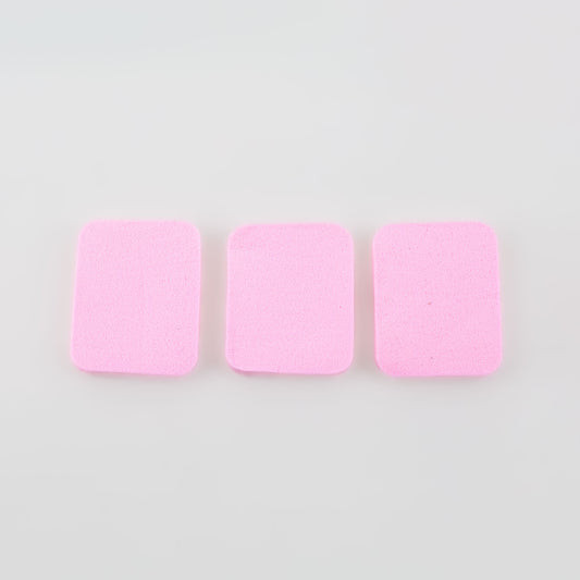 Burete machiaj în formă dreptunghiulară, 5 x 4 cm, set 3 buc - Roz