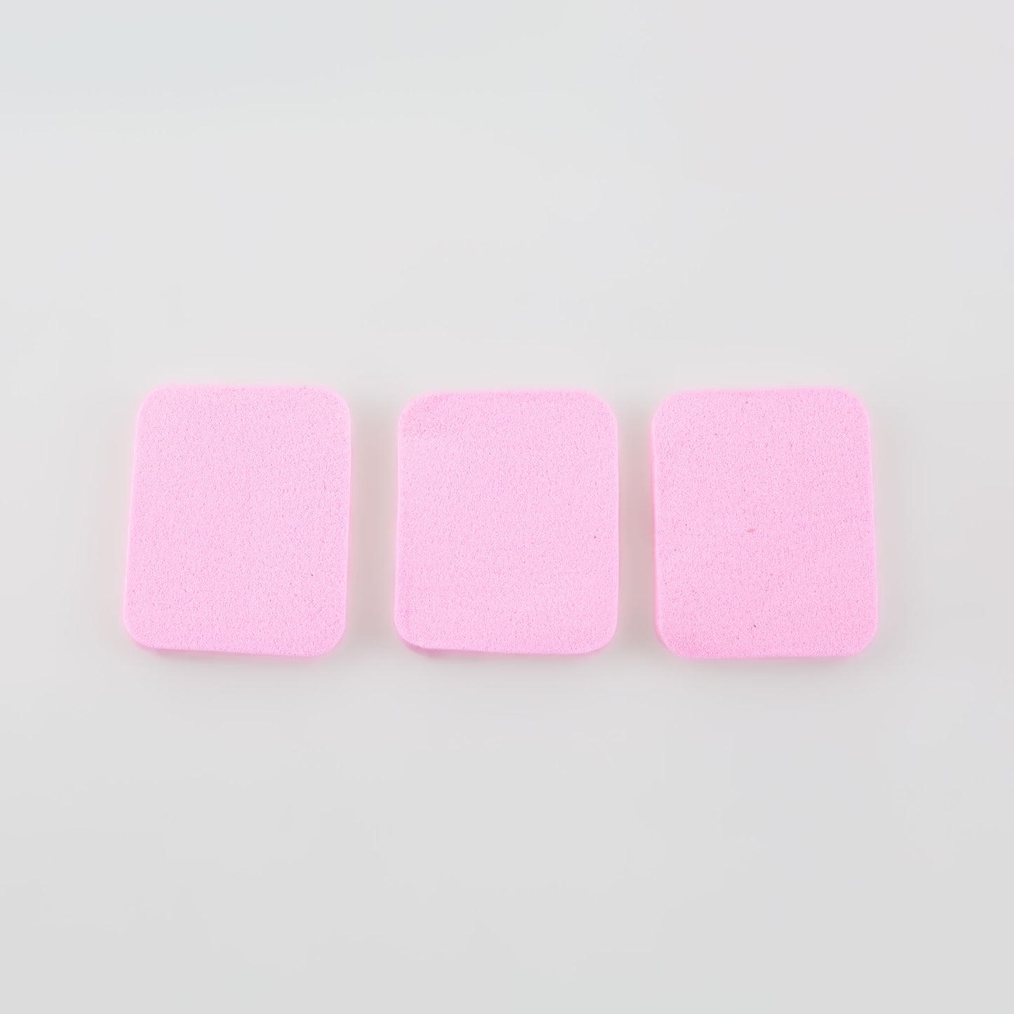Burete machiaj în formă dreptunghiulară, 5 x 4 cm, set 3 buc - Roz
