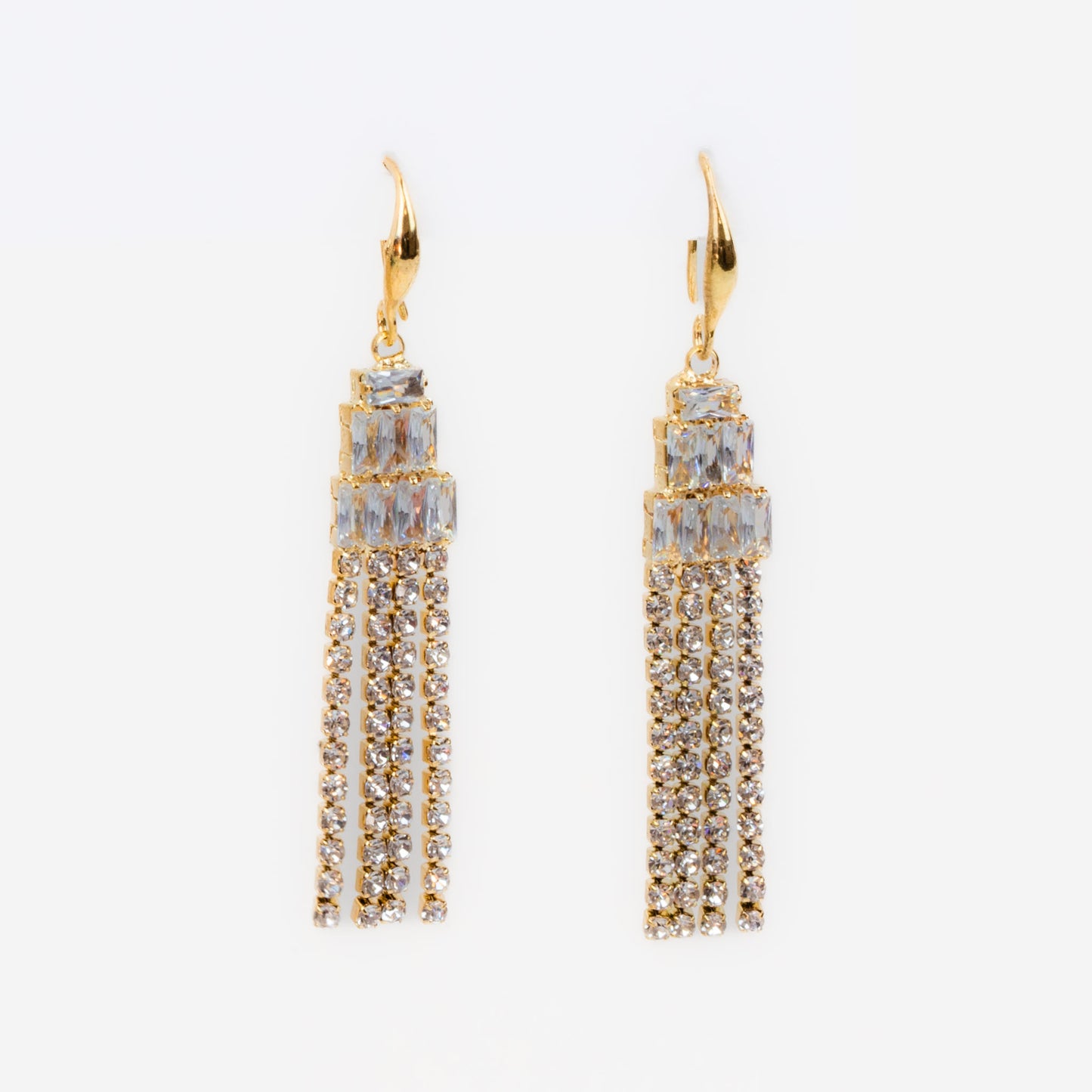 Cercei lungi cu ștrasuri și pietre deosebit de strălucitoare - Auriu