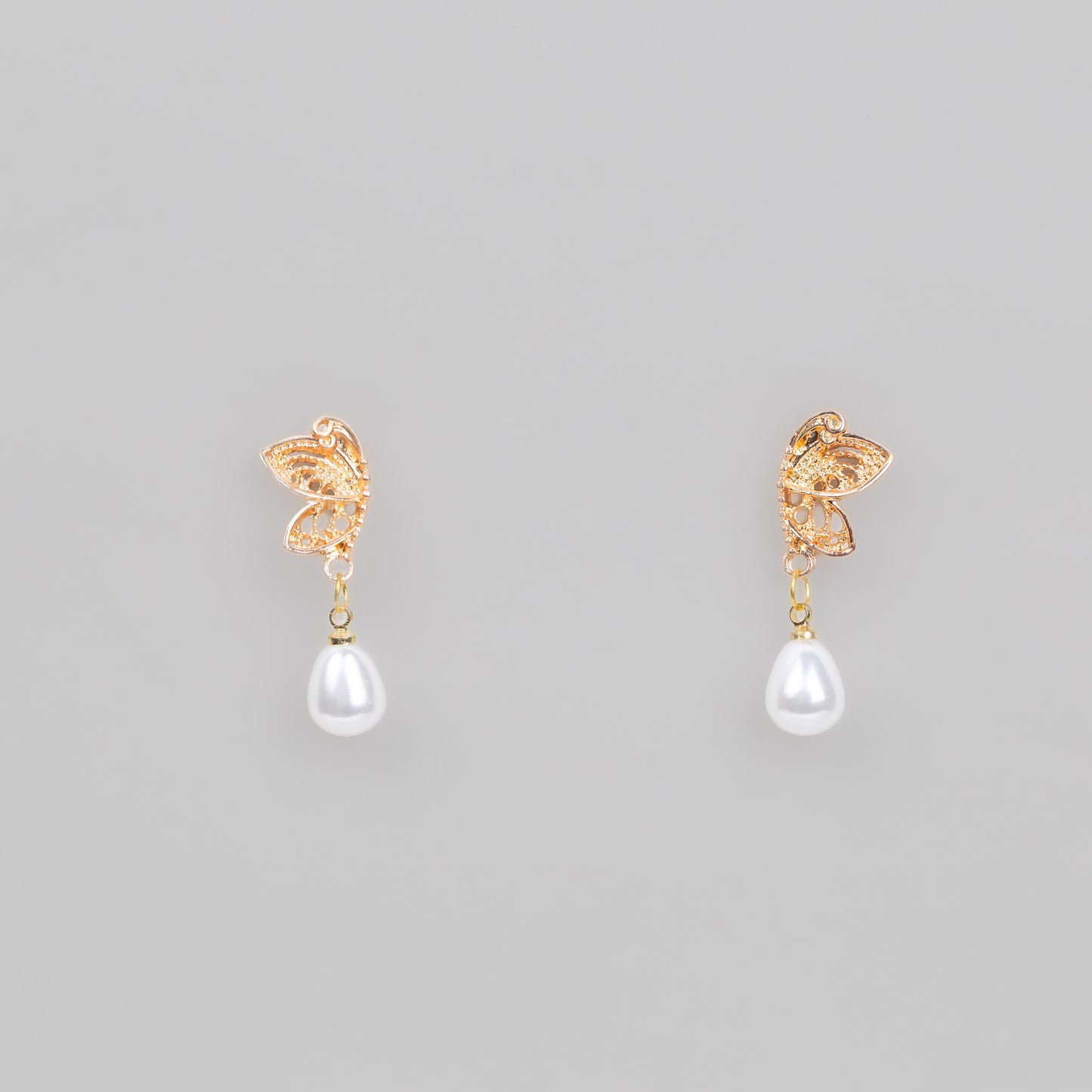 Cercei butterfly cu perlă - Auriu