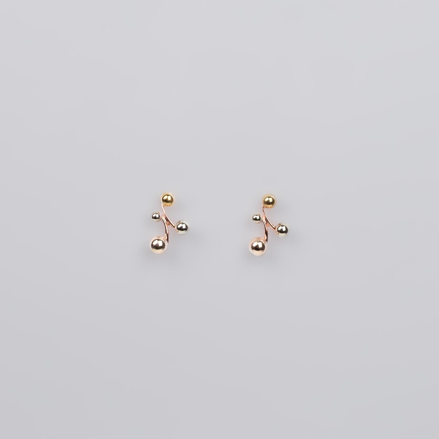 Cercei cu biluțe suav mix, set 2 - Rose Gold