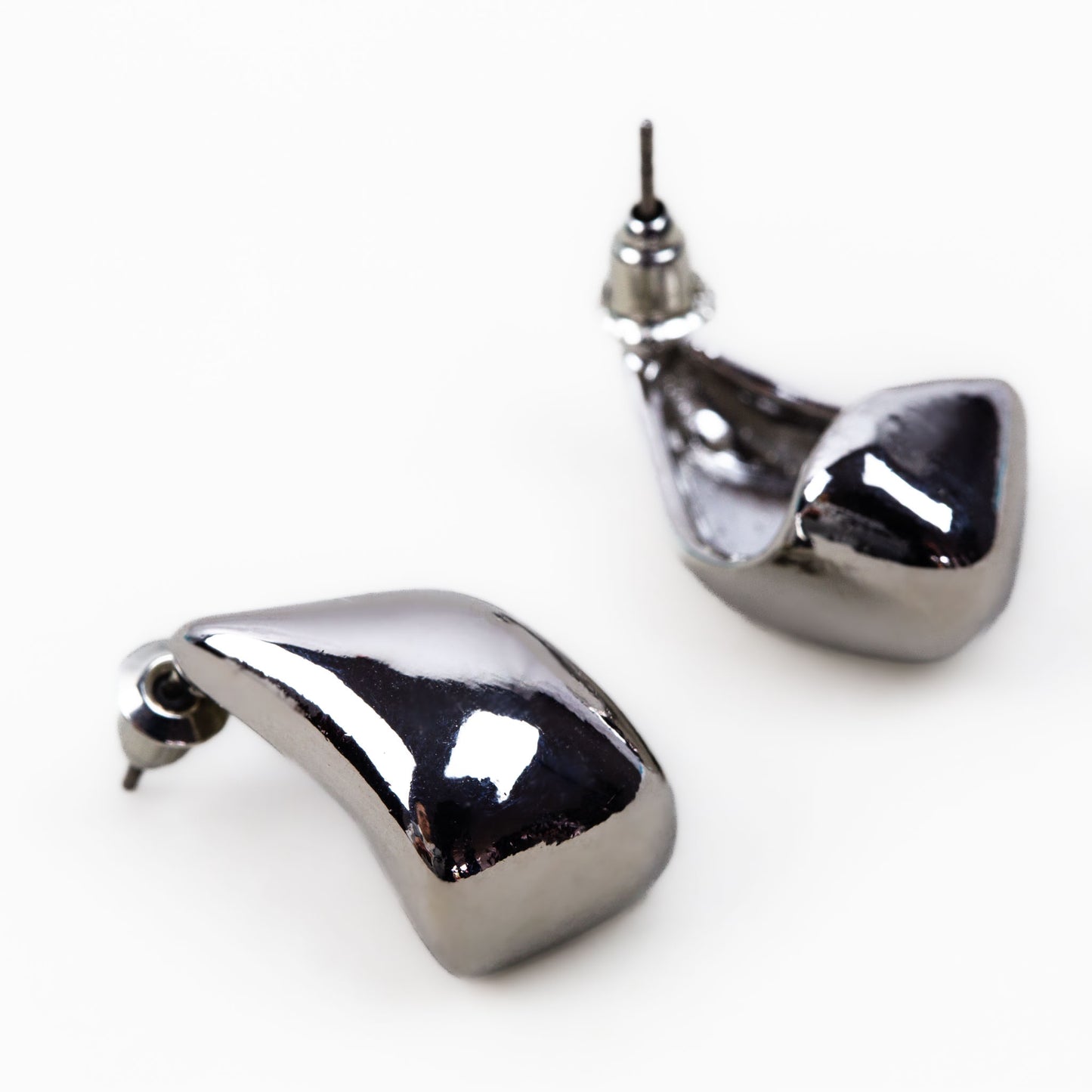 Cercei cu formă abstractă - Argintiu cosmic