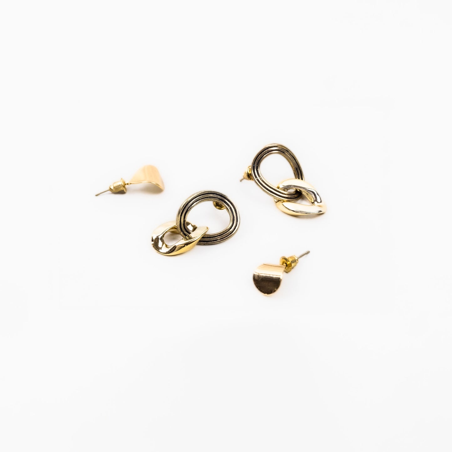 Cercei cu formă de lanț, set 2 perechi - Auriu