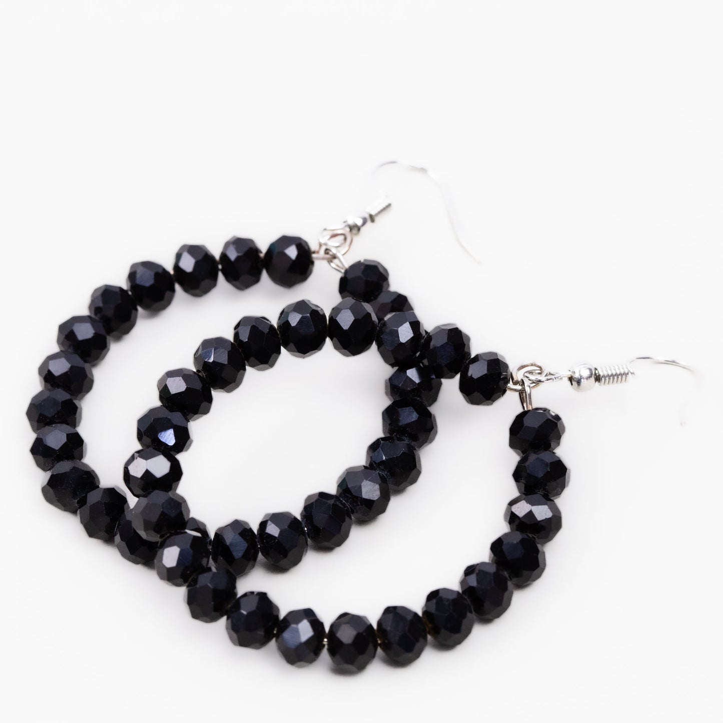 Cercei cu formă rotundă și pietre mari colorate - Negru