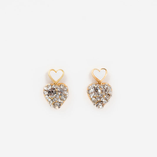 Cercei cu forme de inimă și pietre strălucitoare - Auriu