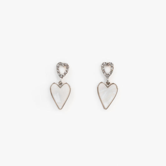 Cercei cu forme de inimă și textură sidefată - Argintiu