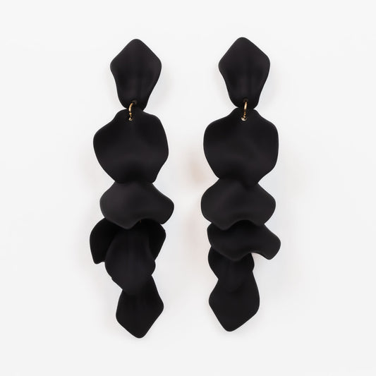 Cercei cu forme de petale delicate pe lanț - Negru