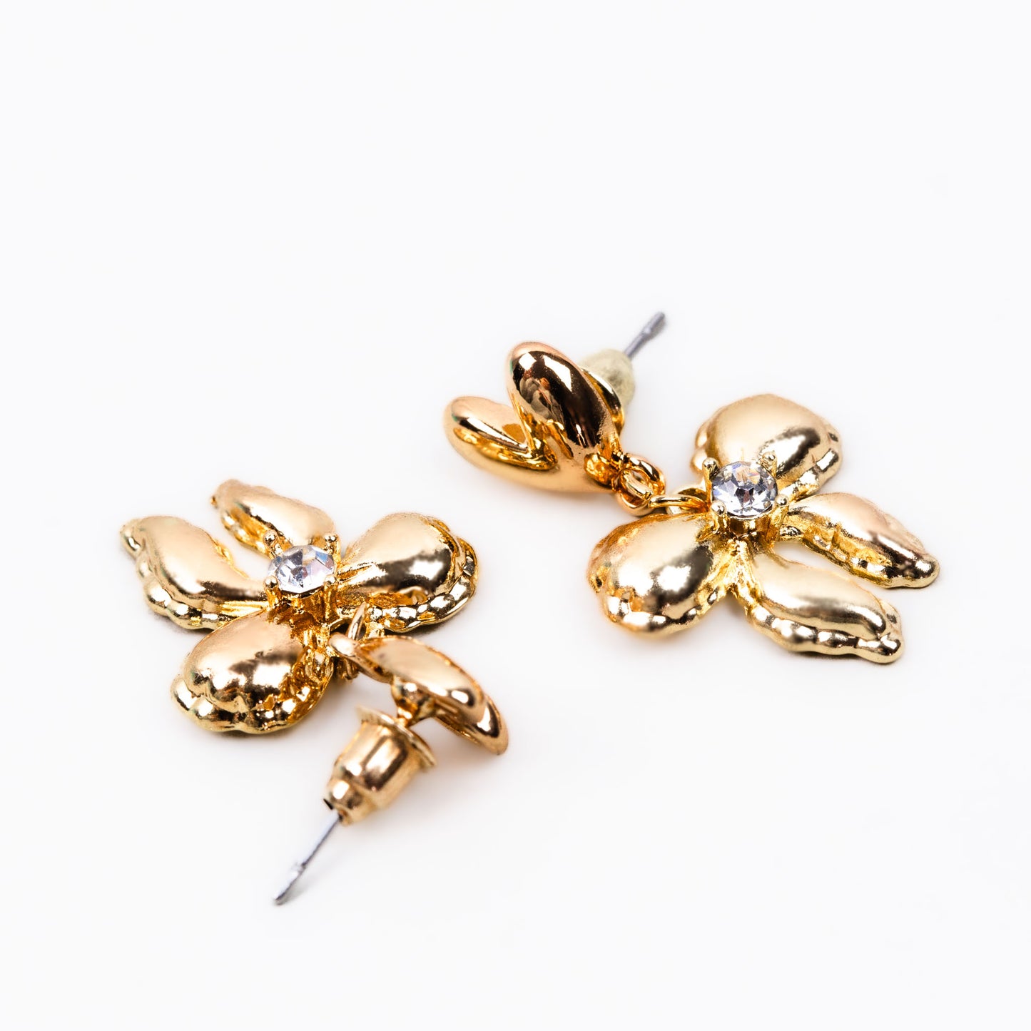 Cercei cu fundiță și ștrasuri - Auriu