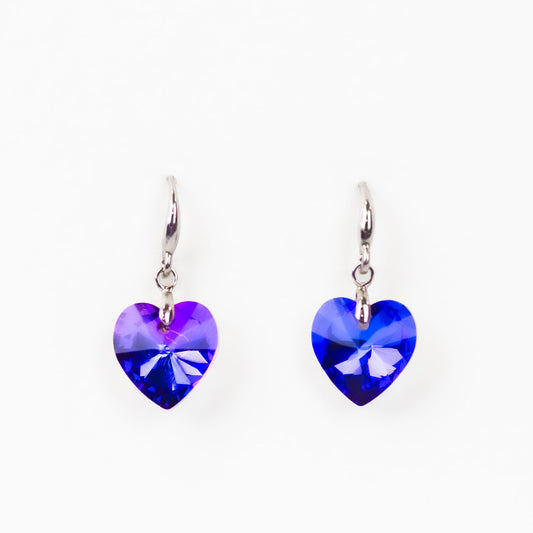 Cercei cu piatră în formă de inimă delicată - Mov, Albastru