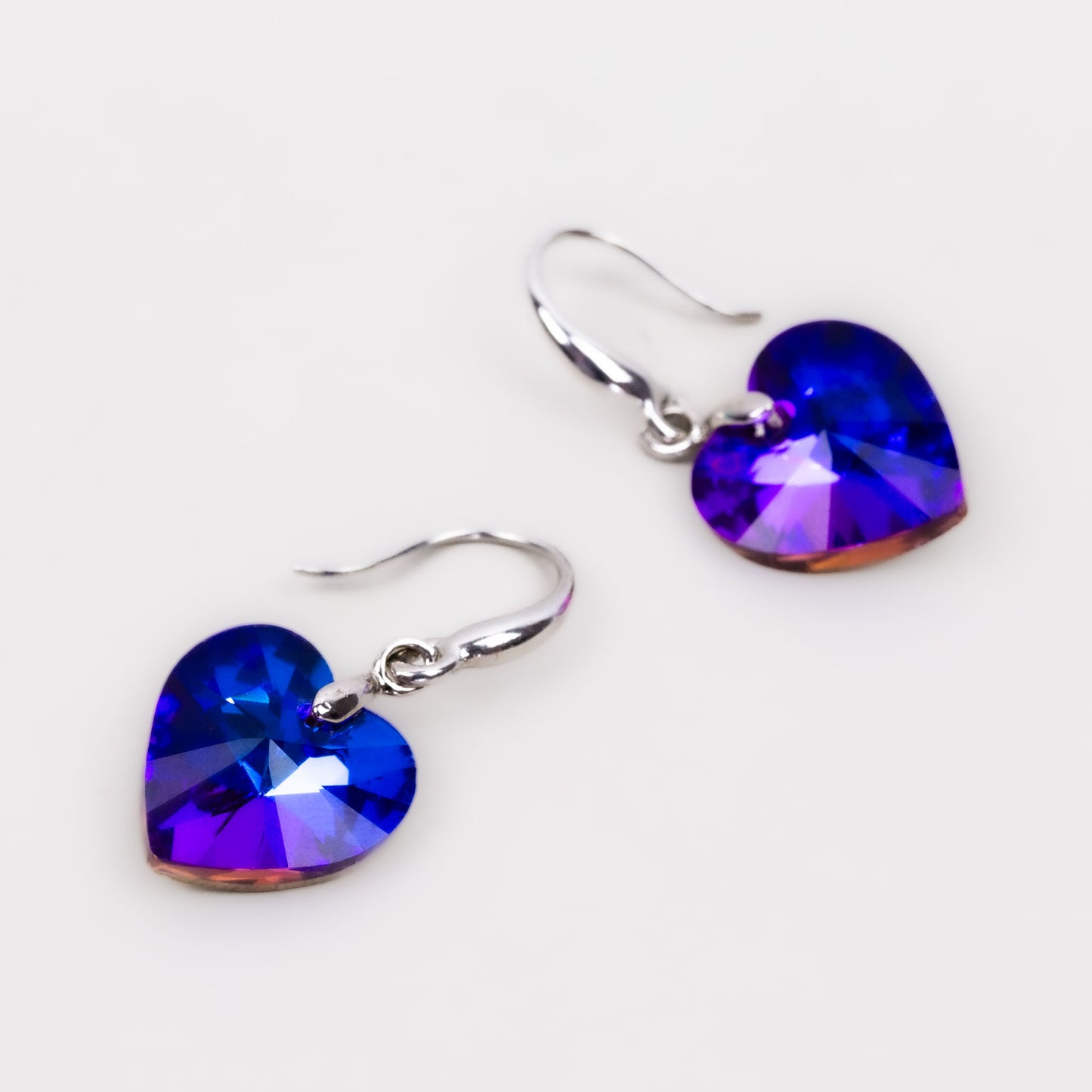 Cercei cu piatră în formă de inimă delicată - Mov, Albastru