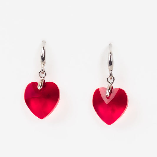Cercei cu piatră în formă de inimă delicată - Roșu