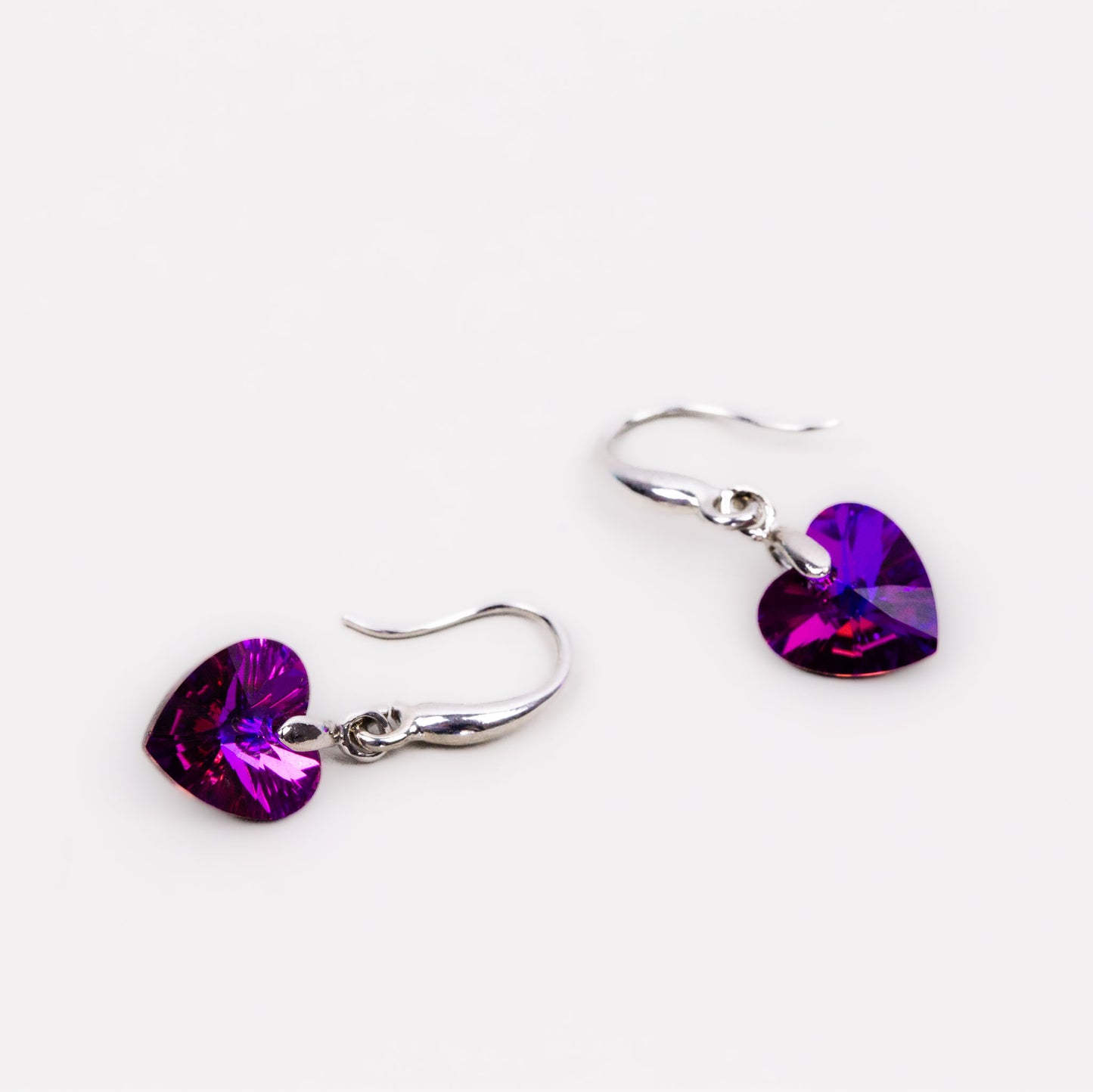 Cercei cu piatră mică în formă de inimă delicată - Mov, Portocaliu