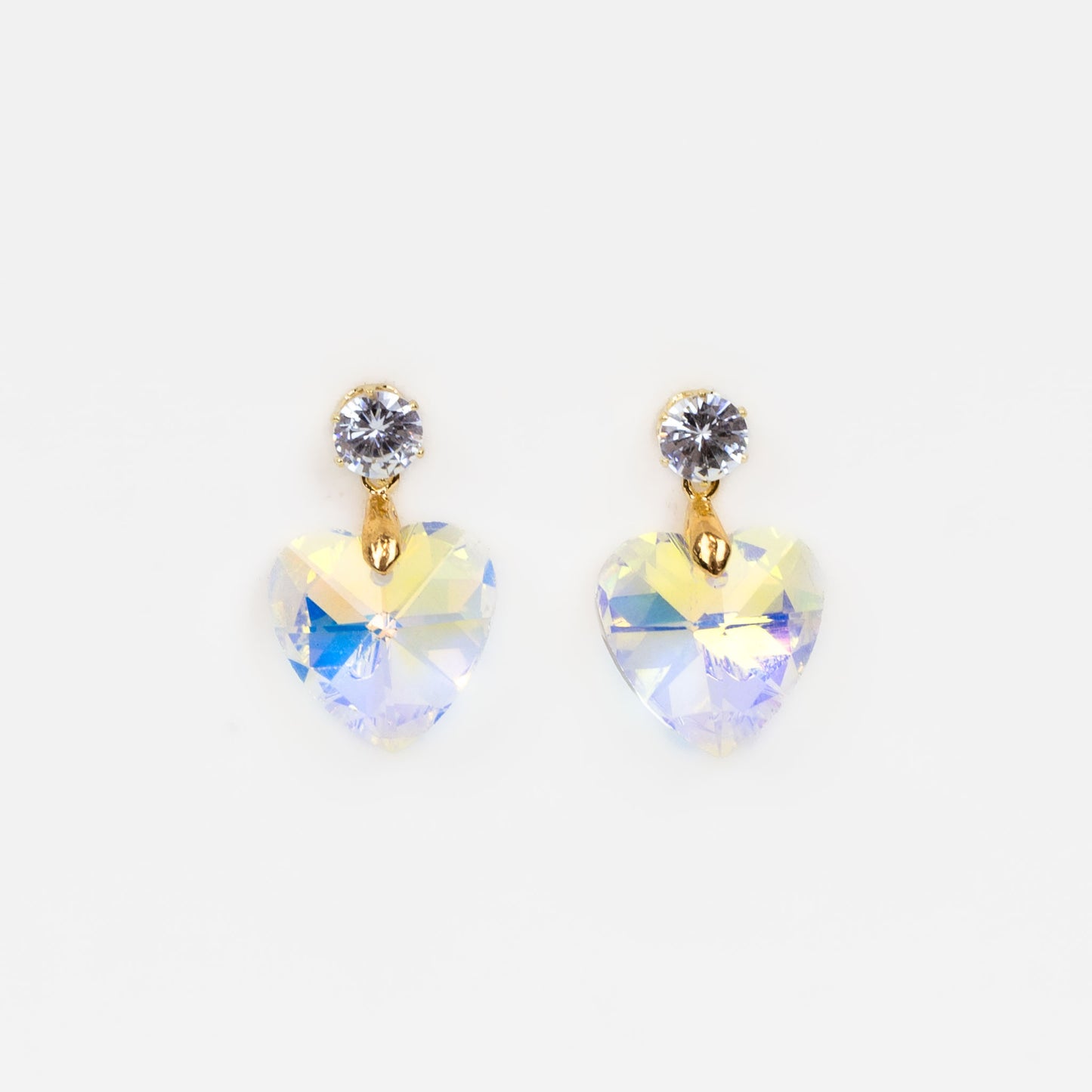 Cercei cu piatră strălucitoare în formă de inimă - Alb transparent