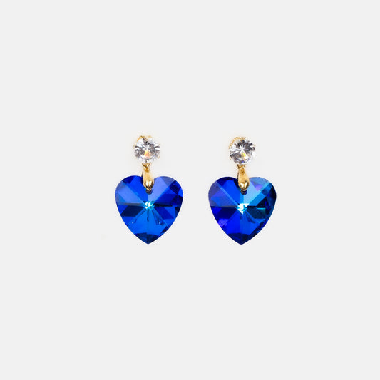 Cercei cu piatră strălucitoare în formă de inimă - Albastru pătrunzător