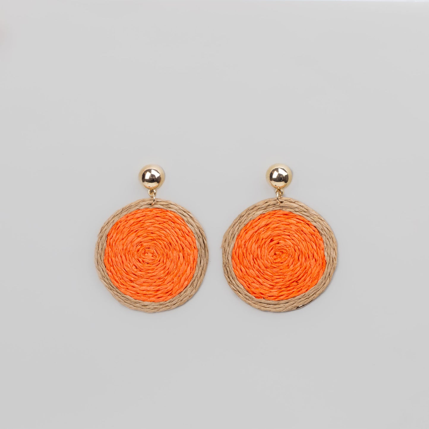 Cercei din ratan cu accent auriu - Portocaliu