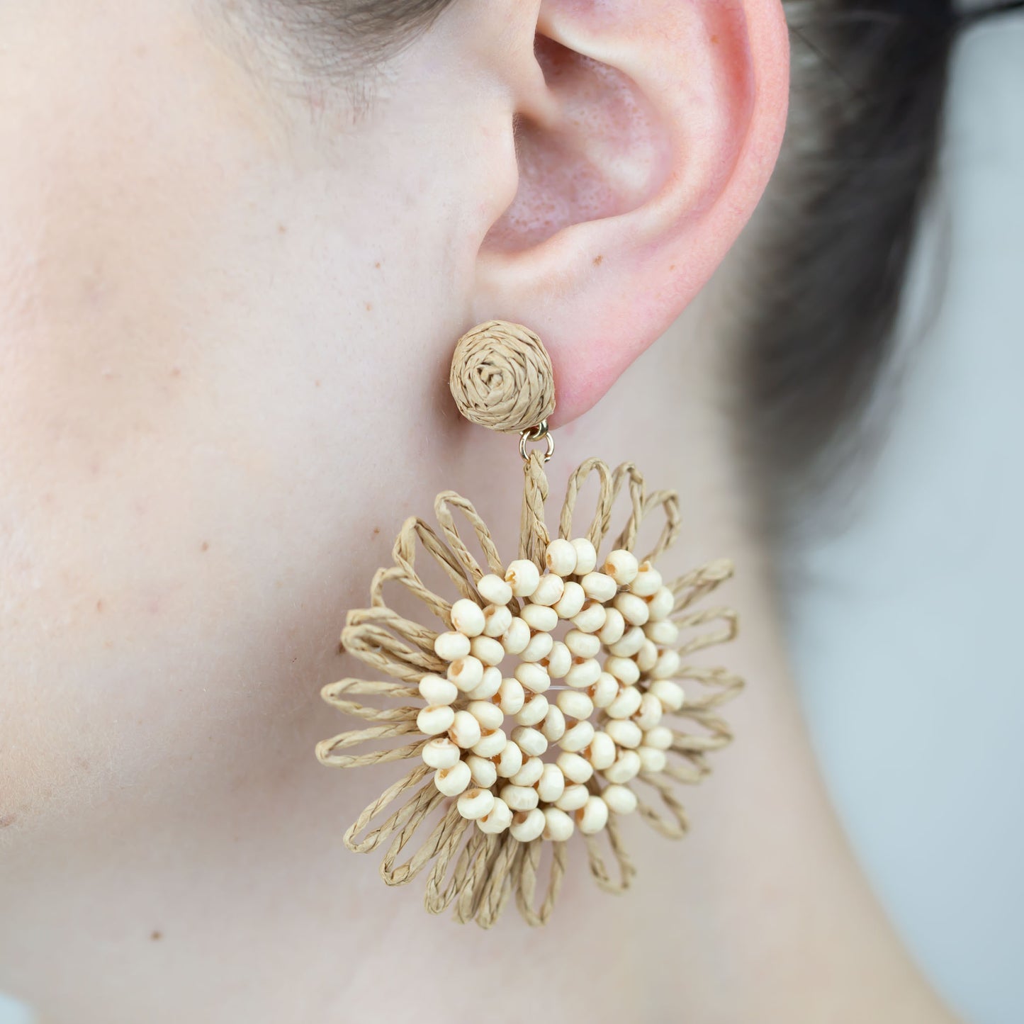 Cercei din ratan în formă de floarea soarelui - Natur