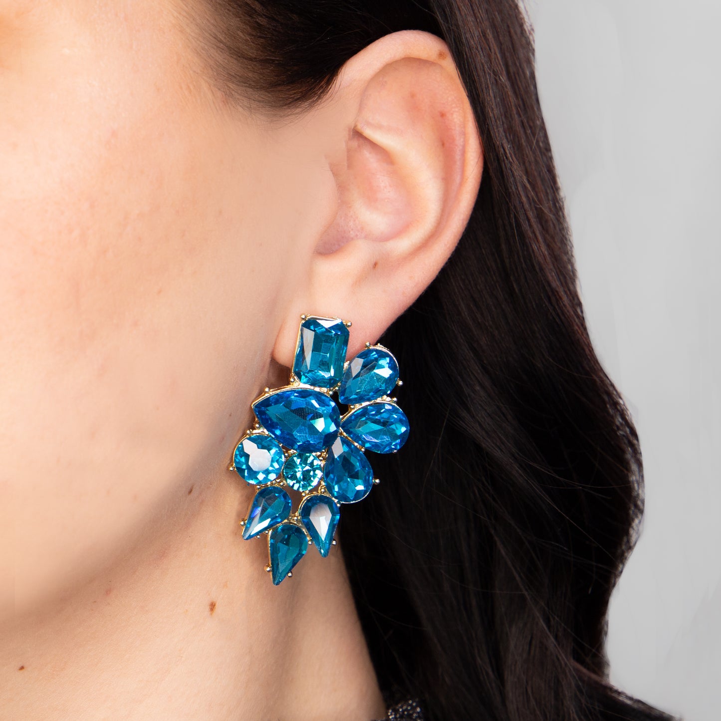 Cercei eleganți cu pietre mari, Crystal Heaven - Albastru
