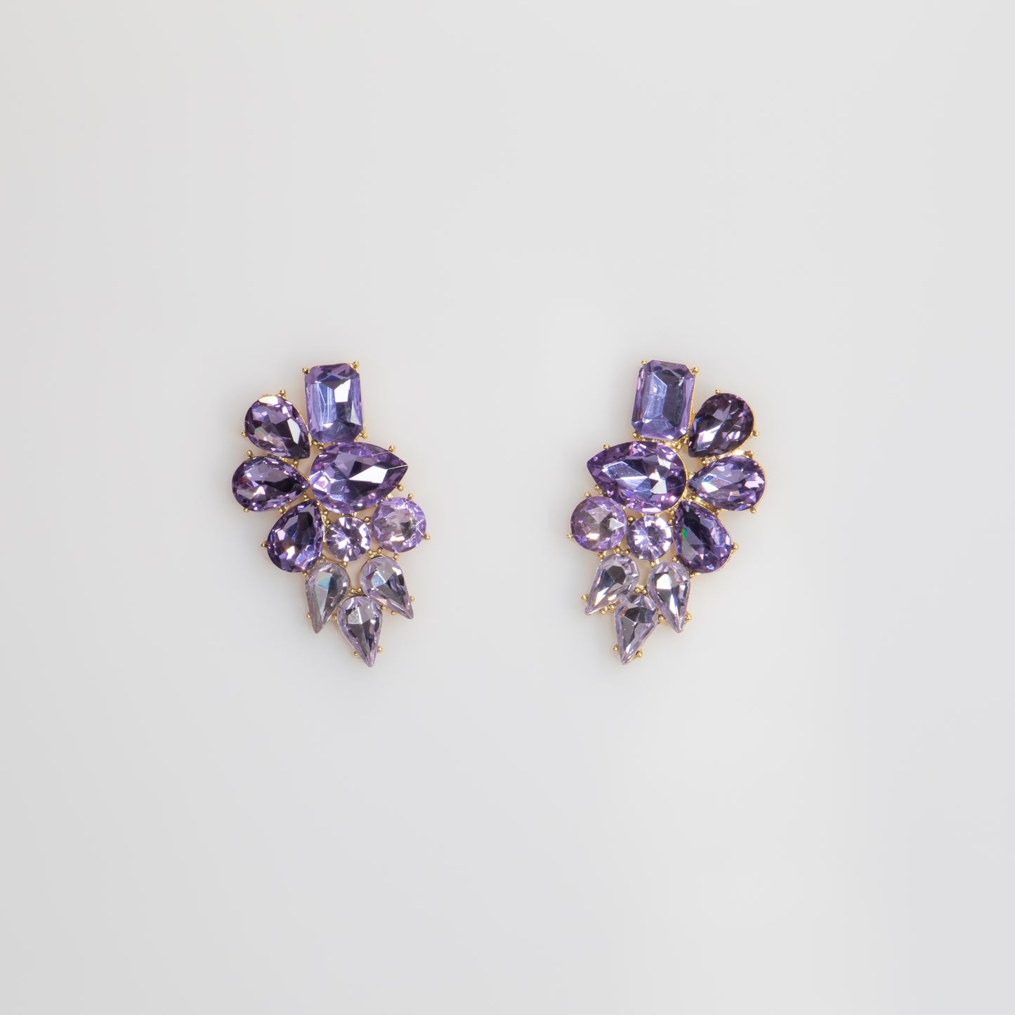 Cercei eleganți cu pietre mari, Crystal Heaven - Mov