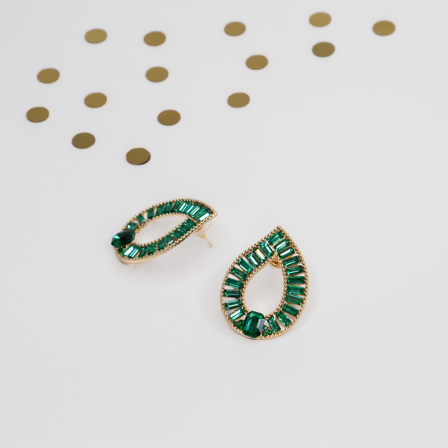 Cercei eleganți cu pietre rafinate, Picătură de Cristal - Verde