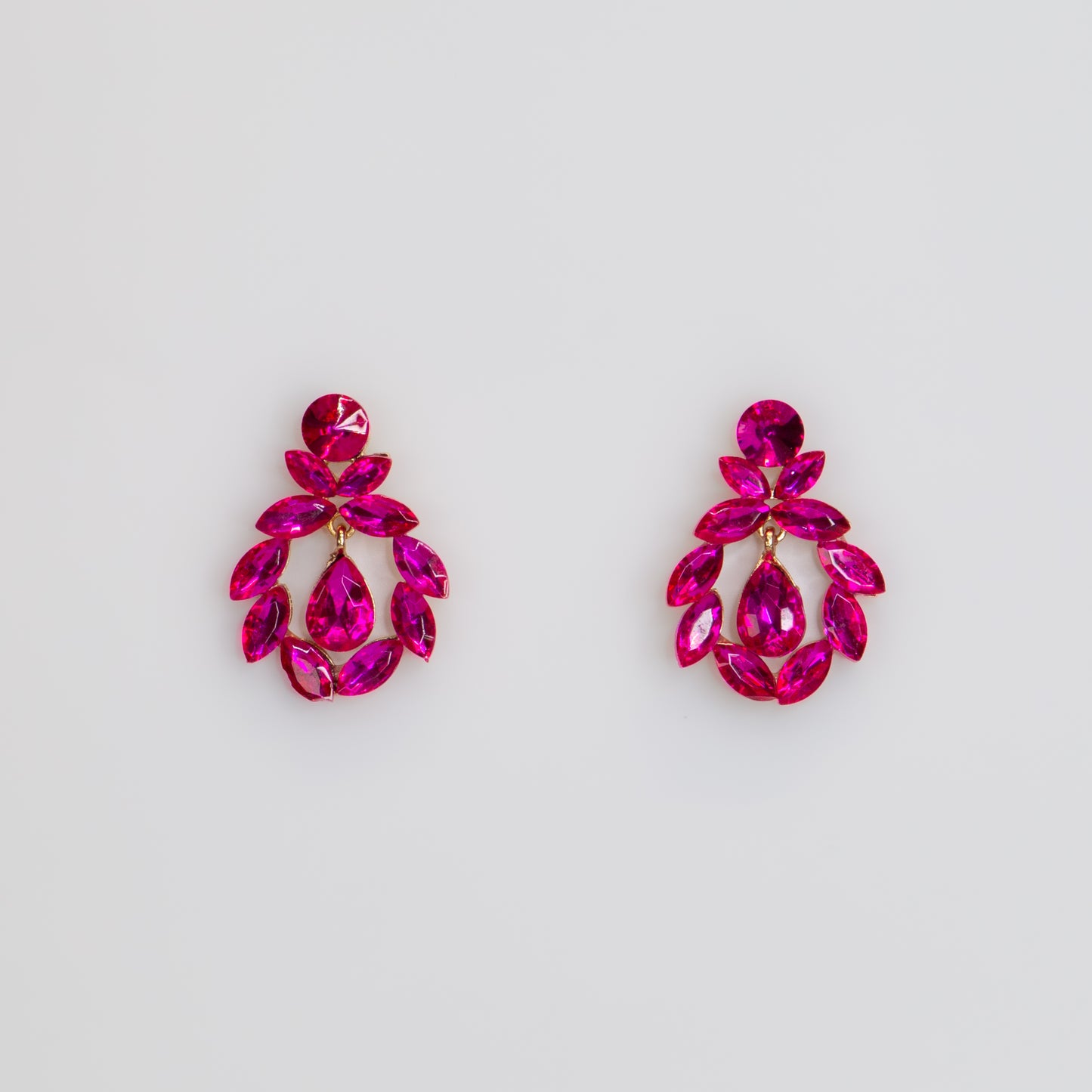 Cercei eleganți cu pietre strălucitoare, Coroana Imperială - Magenta