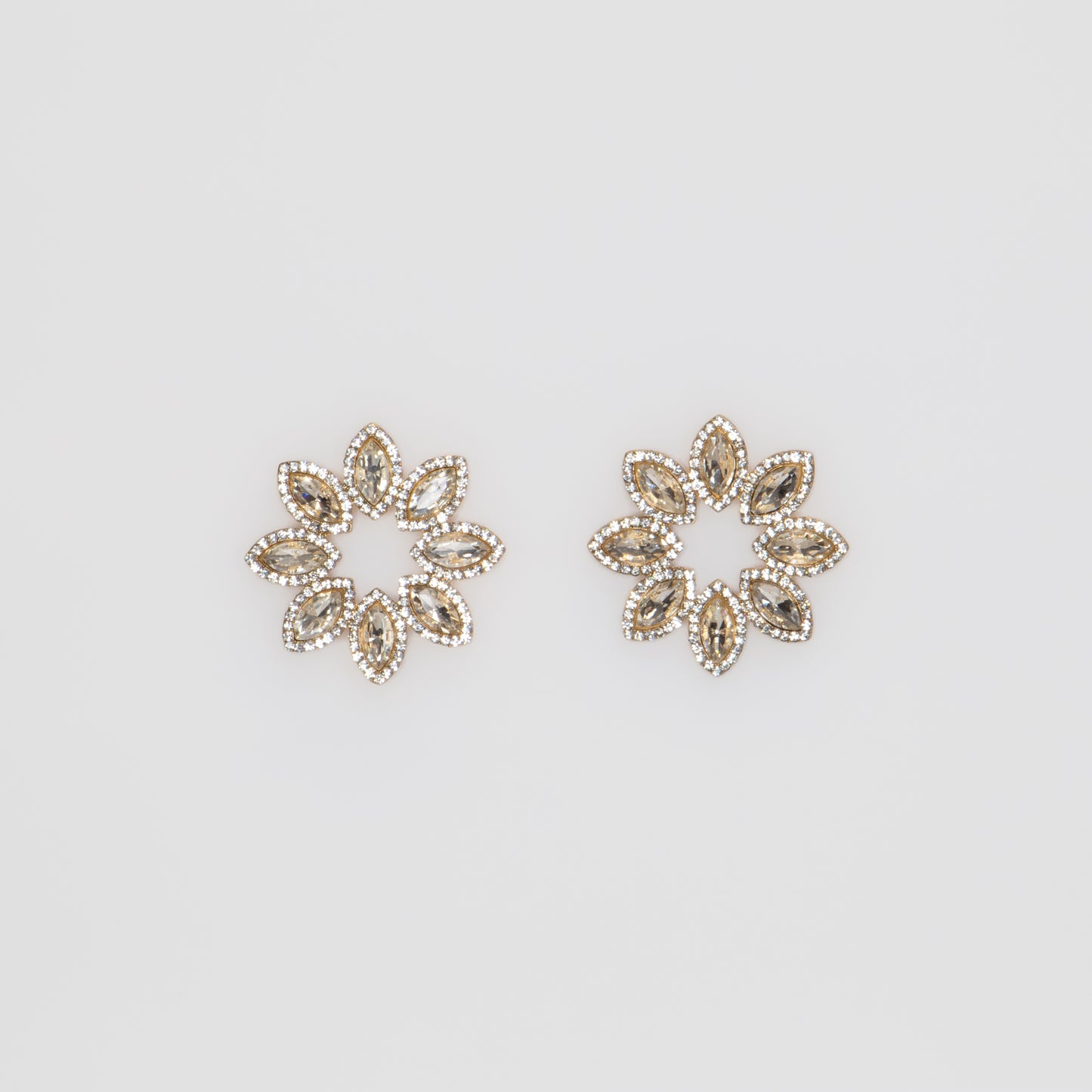 Cercei eleganți cu ștrasuri si pietre, Crystal Flower - Argintiu
