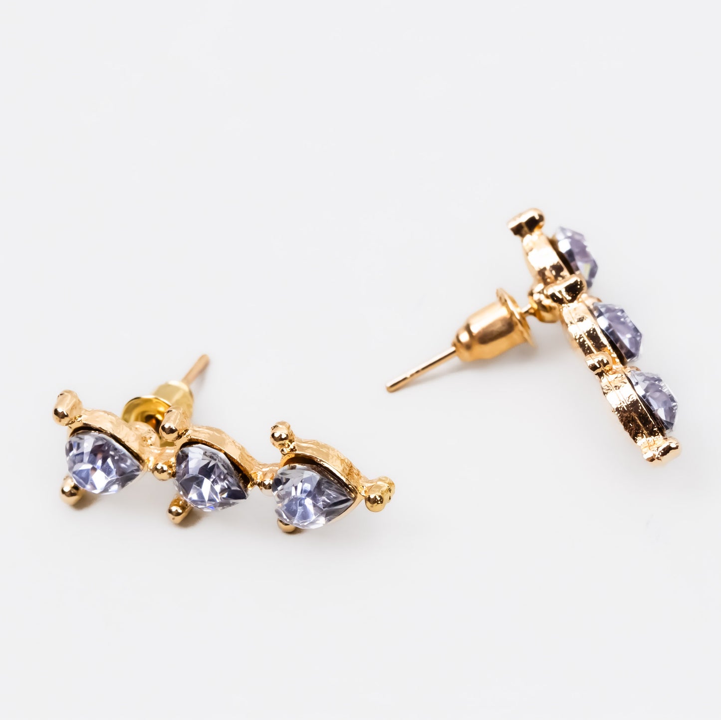 Cercei eleganți dragostea din tei cu pietre în formă de inimă - Auriu, Argintiu