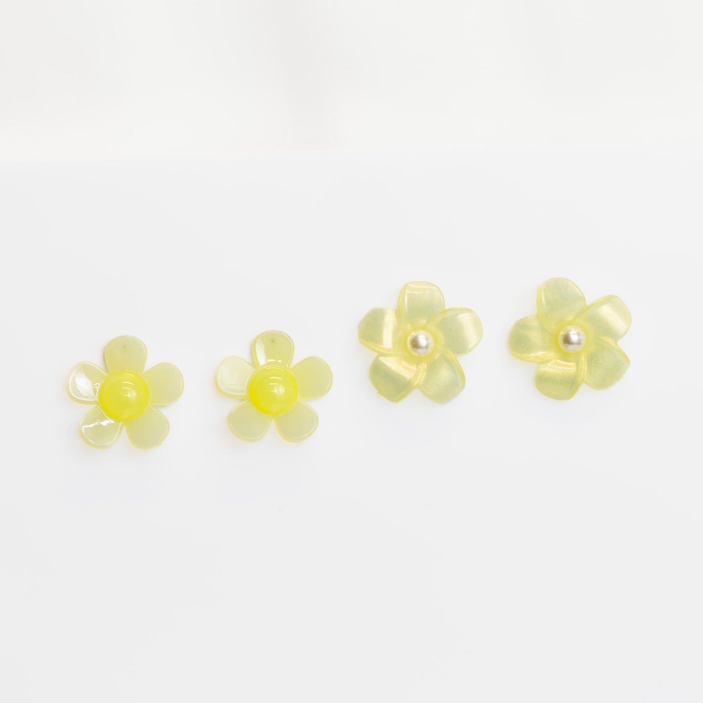 Cercei flori bonbon cu perle, set 2 - Galben