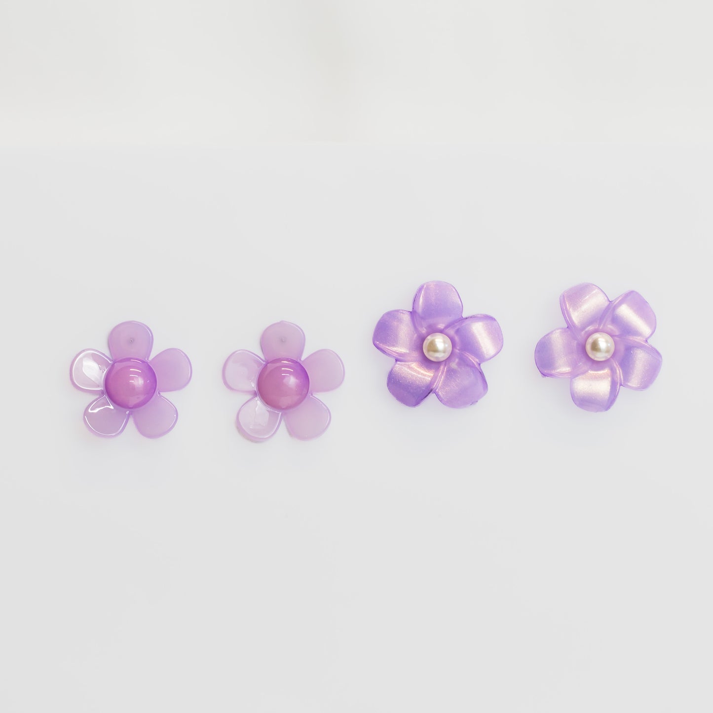 Cercei flori bonbon cu perle, set 2 - Mov