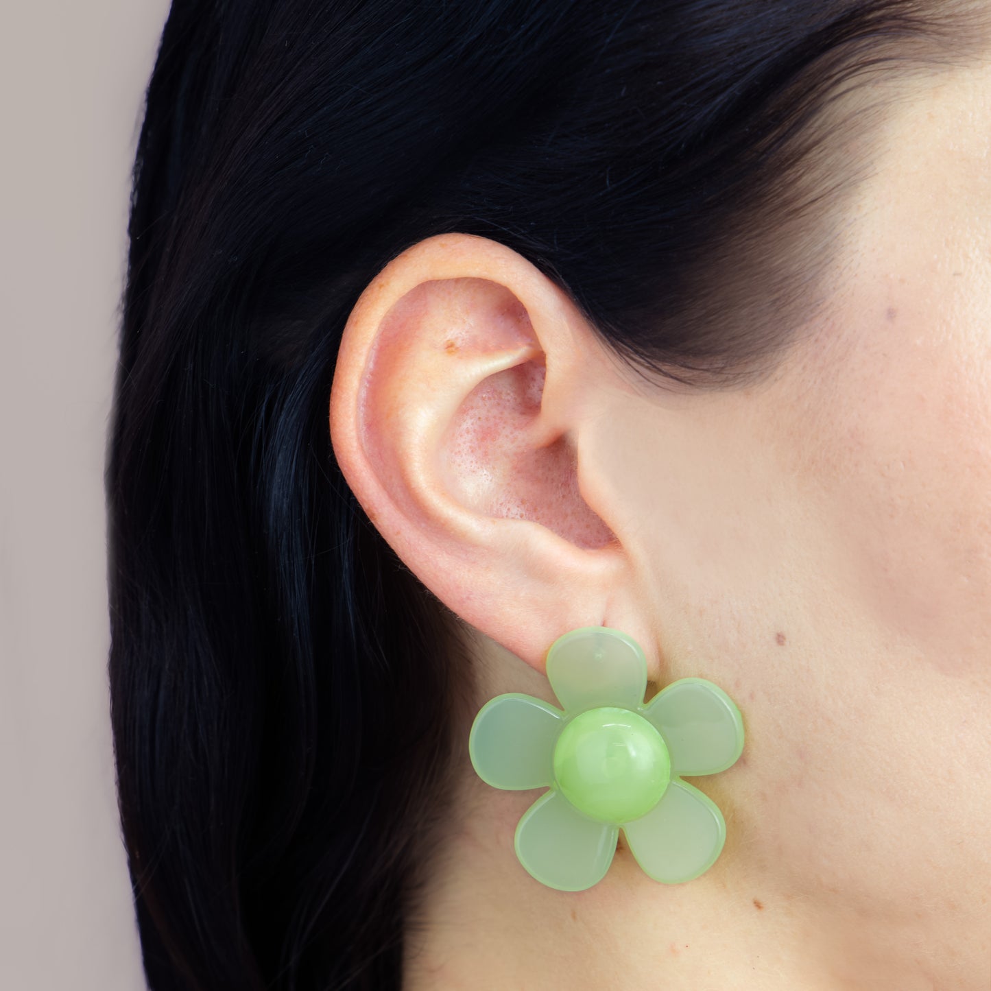 Cercei flori bonbon cu perle, set 2 - Verde