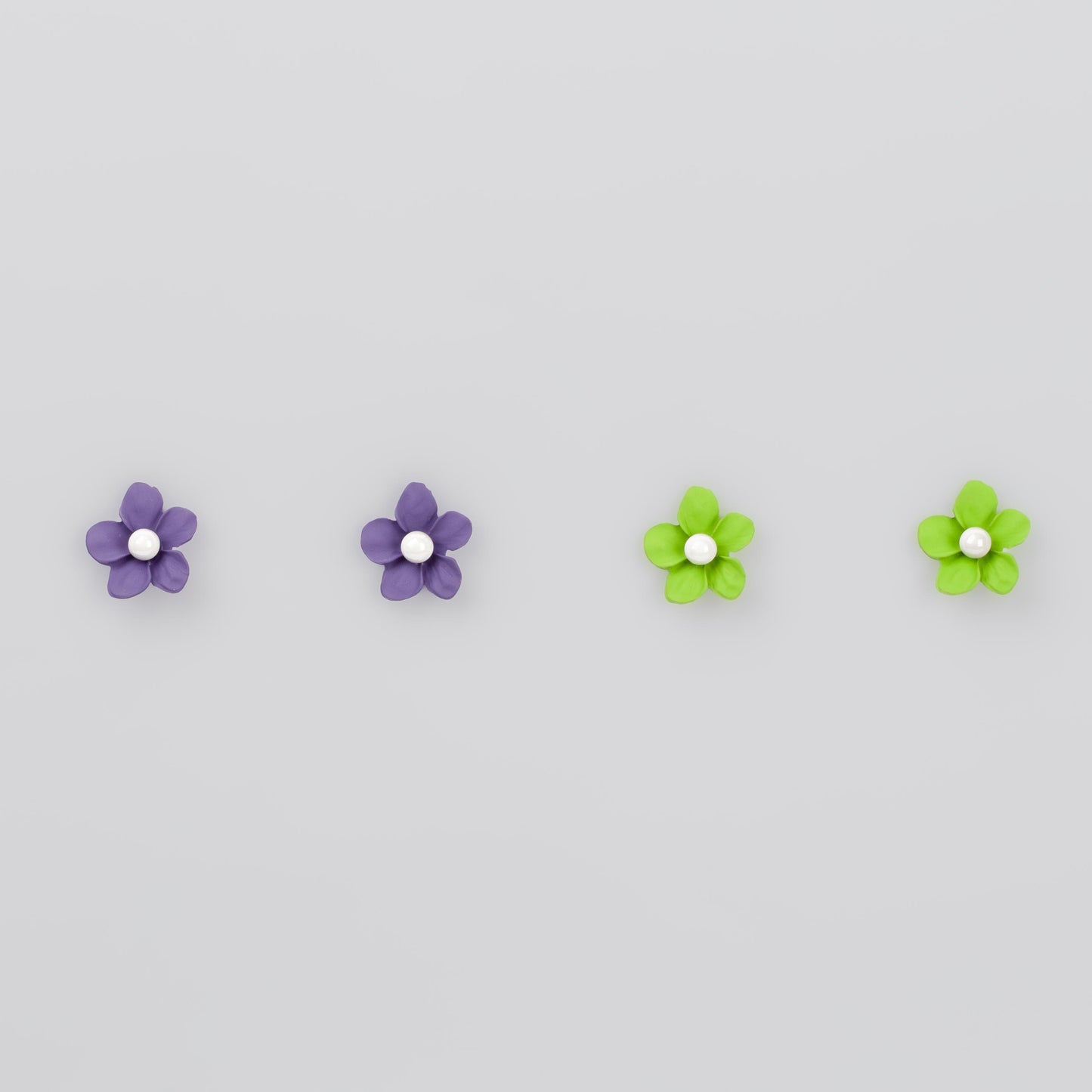 Cercei flori siliconate cu perle, set 2 - French Mix