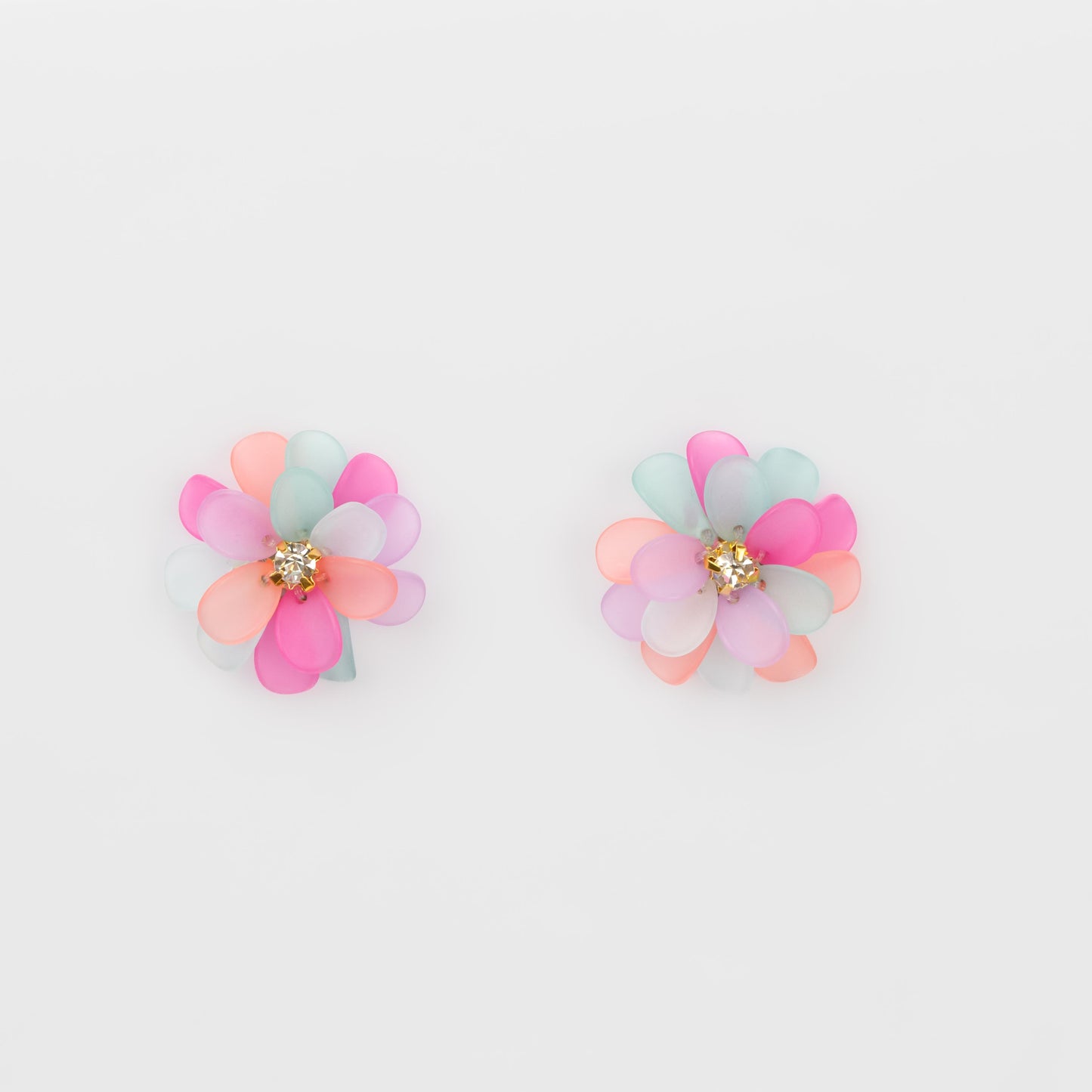 Cercei flori vibrante cu piatră, set 3 - Multicolor