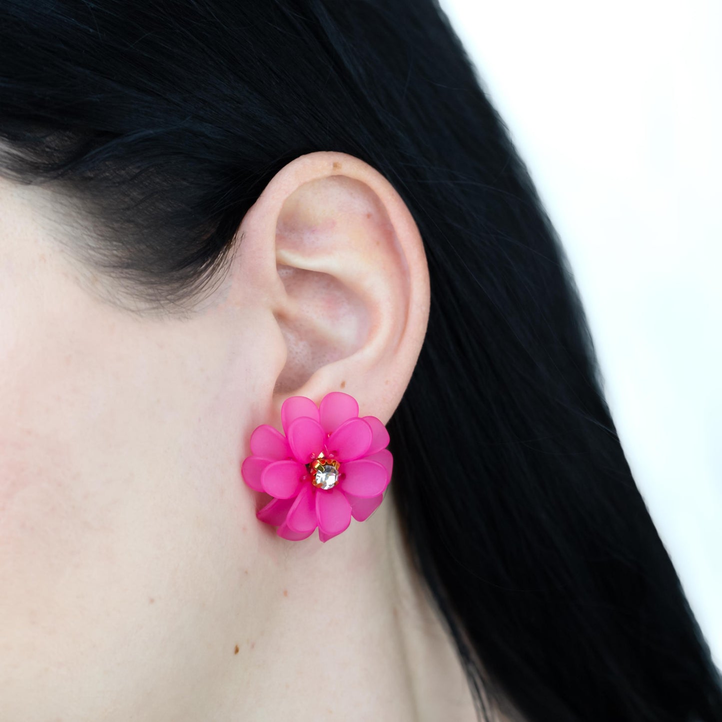 Cercei flori vibrante cu piatră, set 3 - Multicolor
