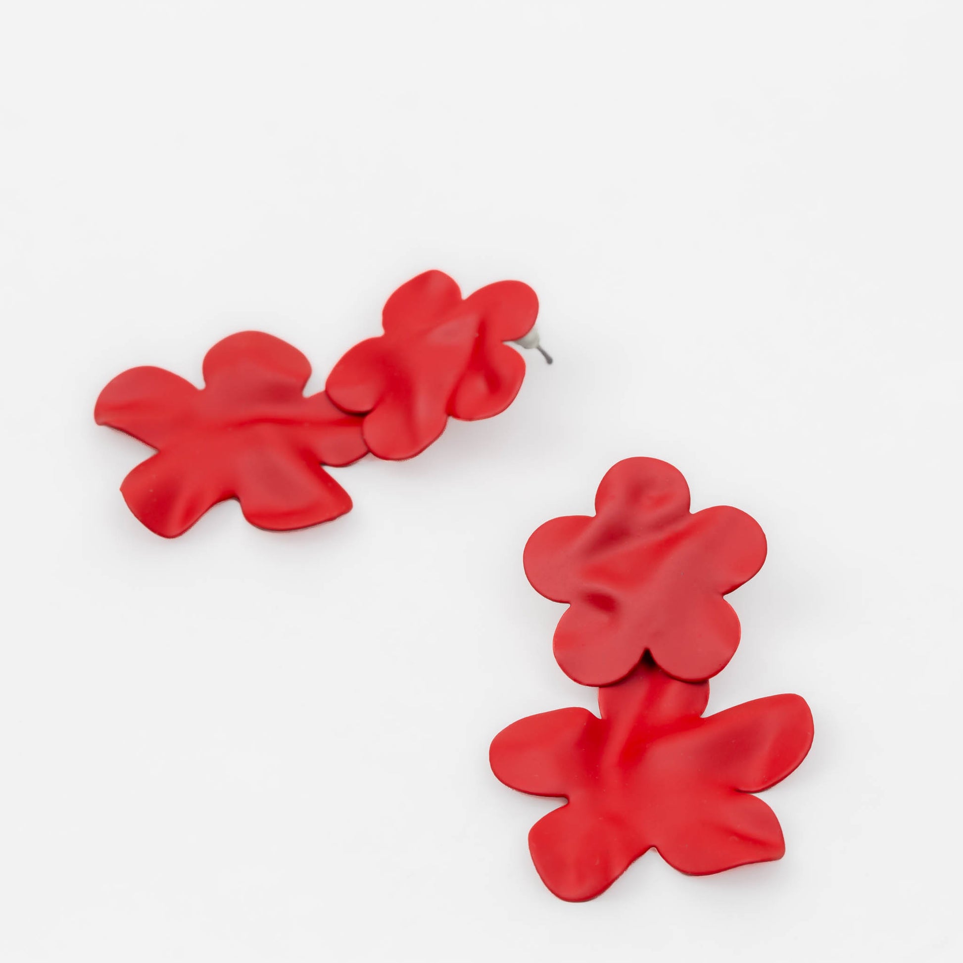 Cercei flower power cu textură de silicon - Roșu