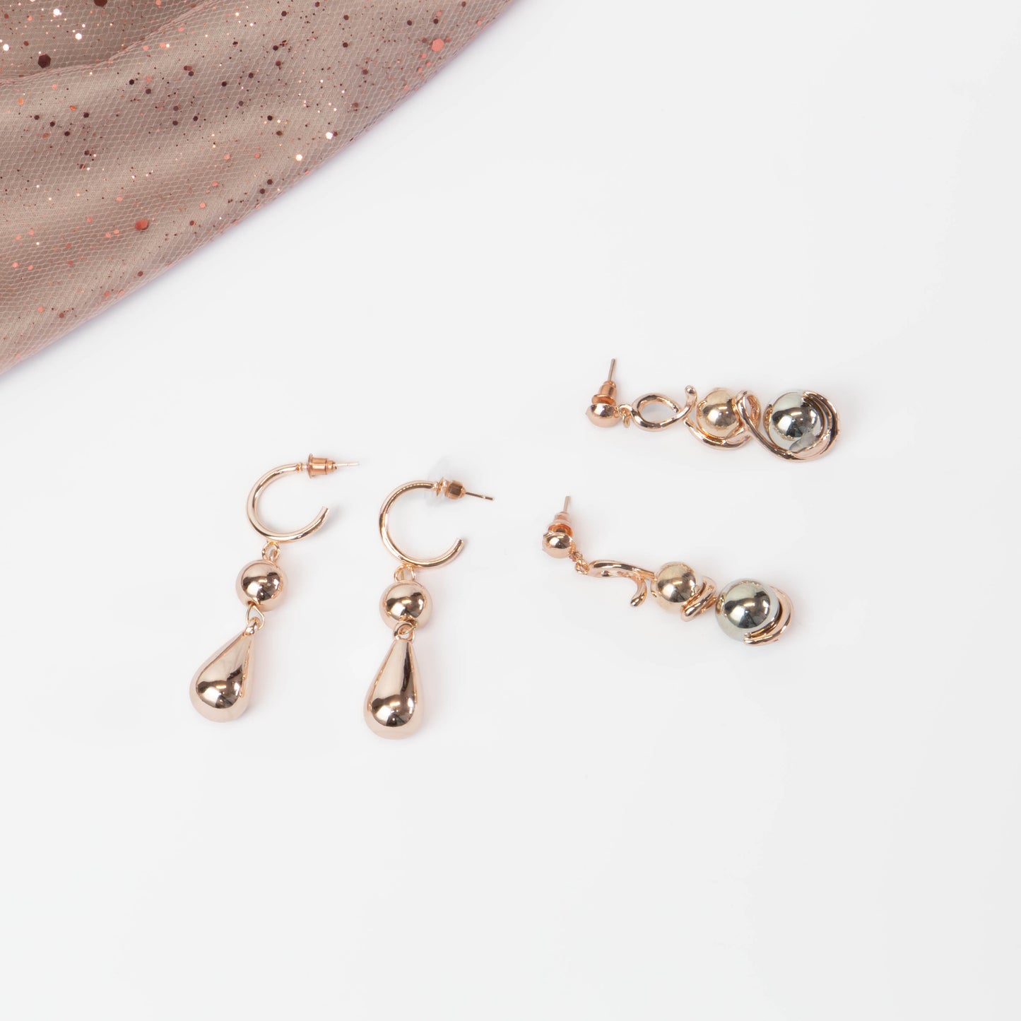 Cercei gaia chic, set 2 - Rose Gold