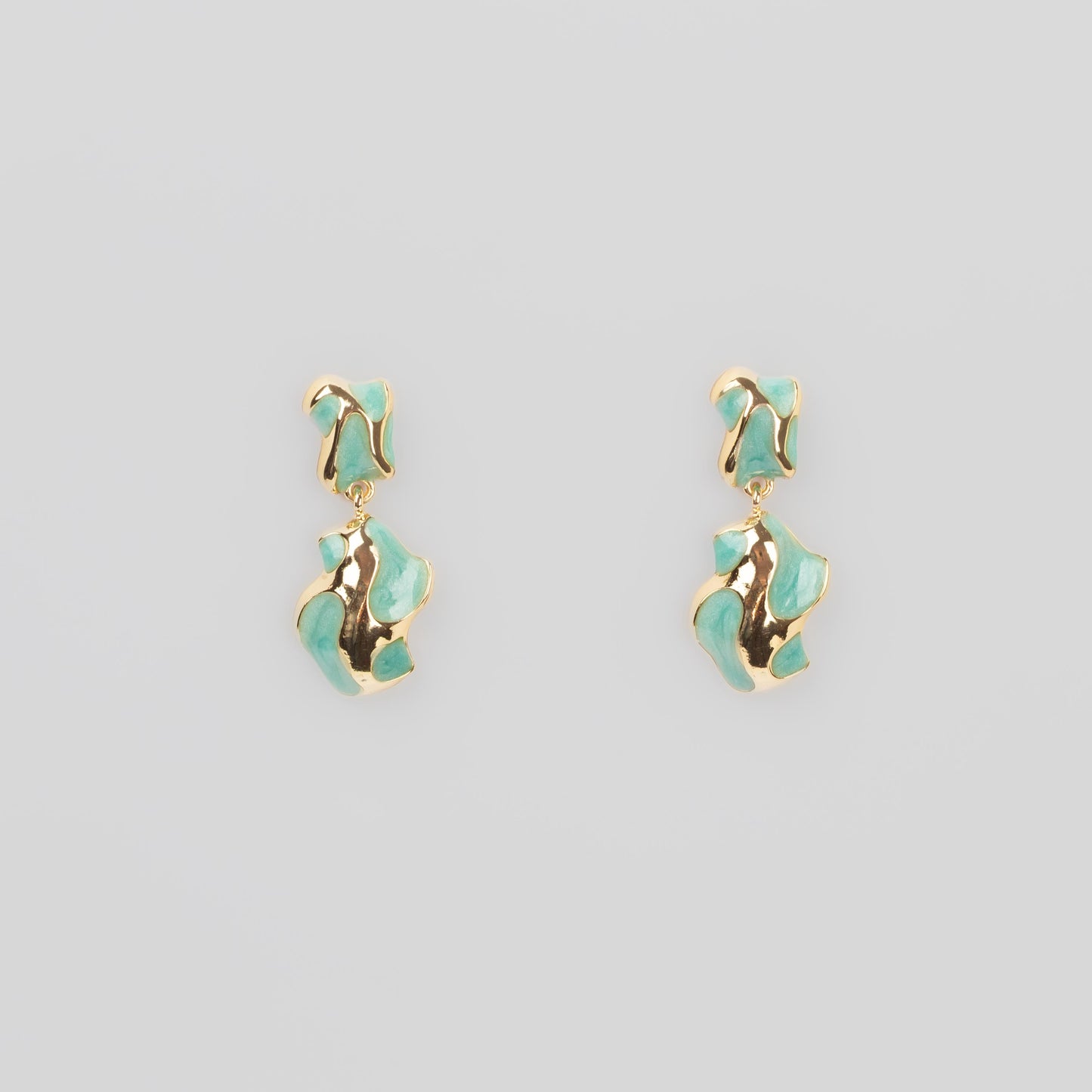 Cercei glossy abstract classy, set 3 - Turcoaz