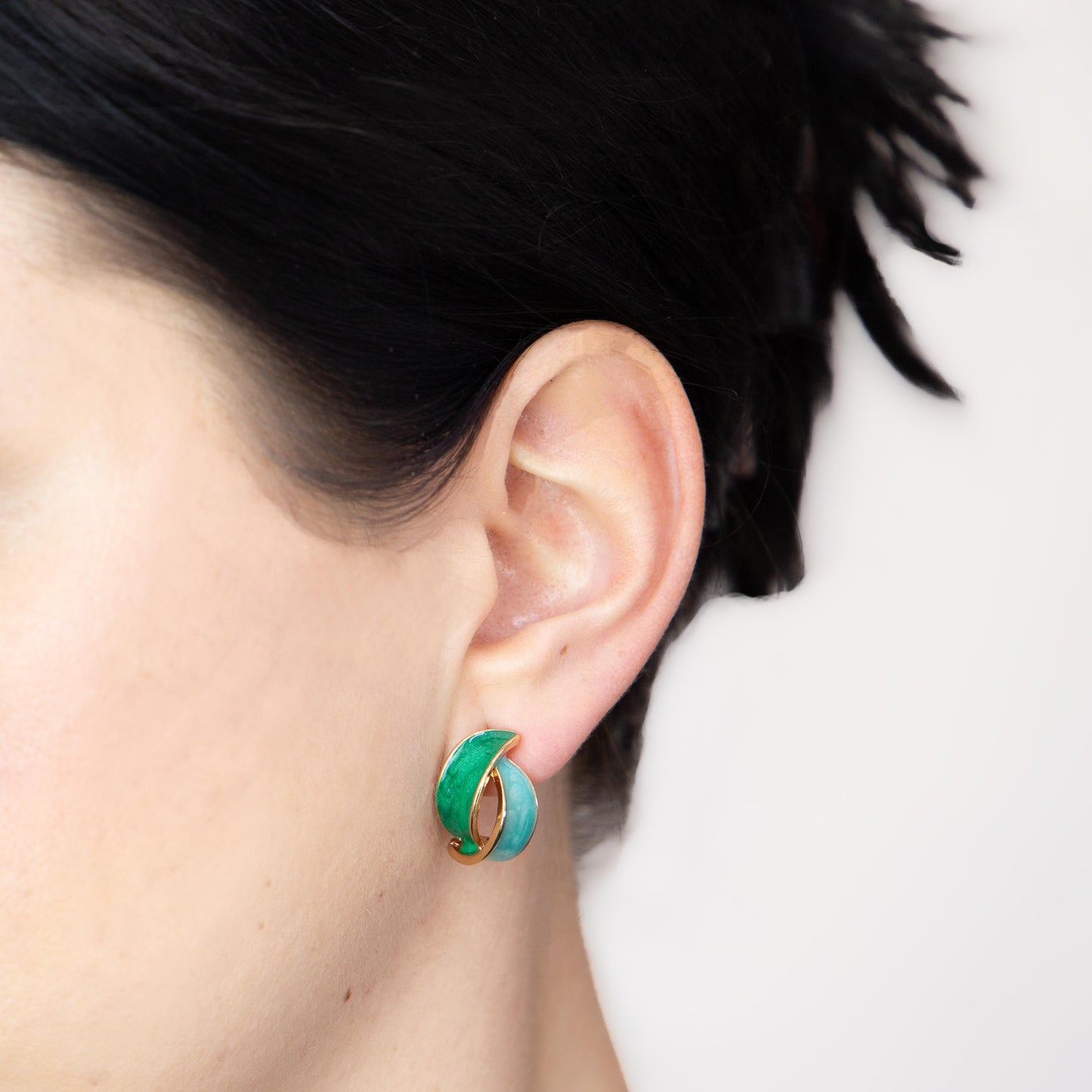 Cercei glossy abstract classy, set 3 - Turcoaz