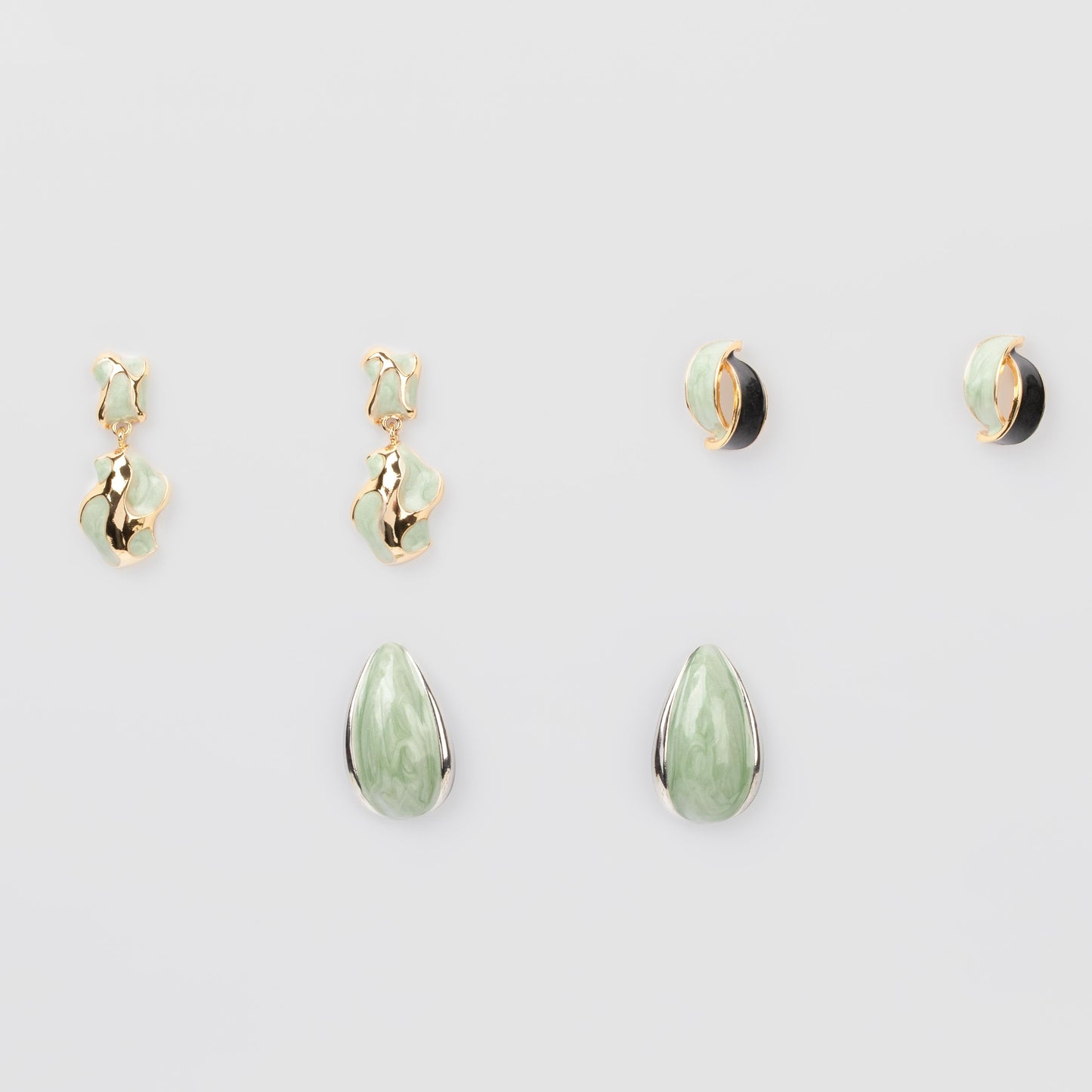 Cercei glossy abstract classy, set 3 - Verde Mist