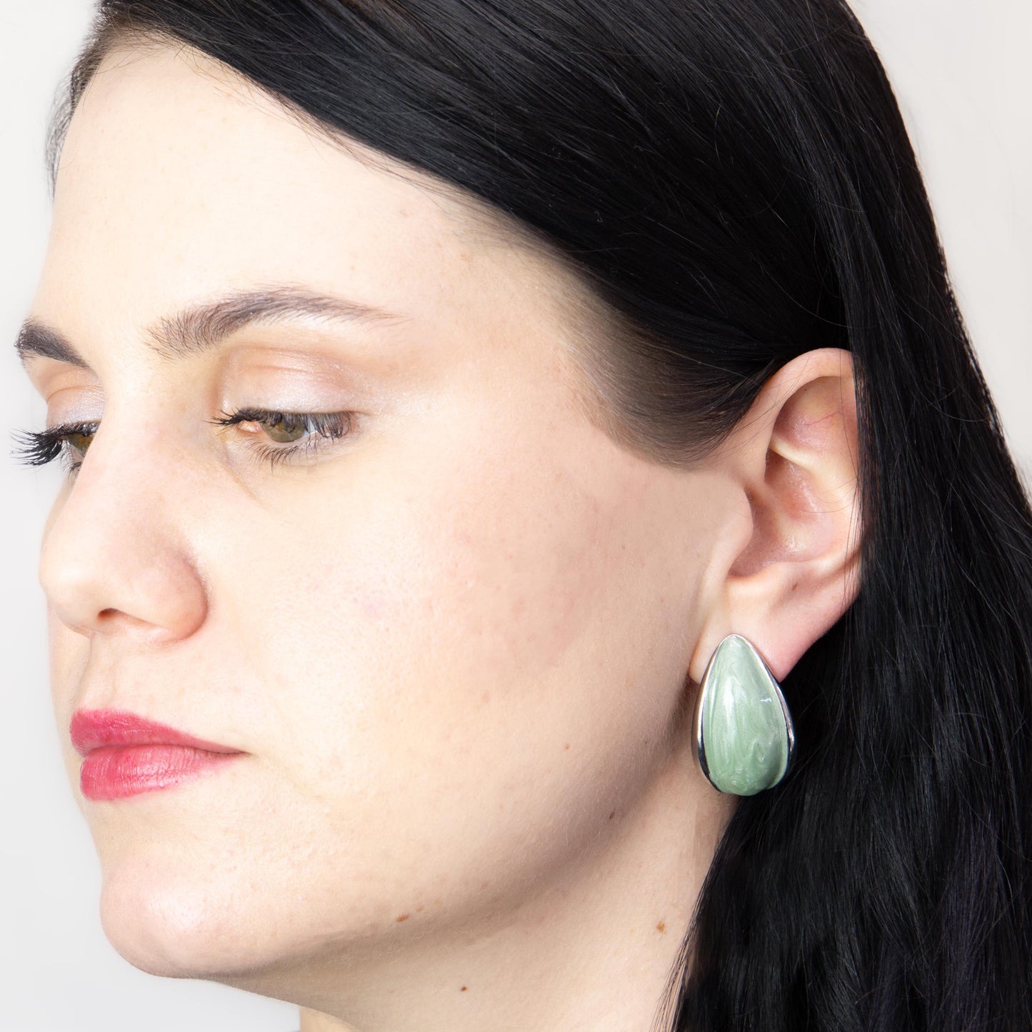 Cercei glossy abstract classy, set 3 - Verde Mist