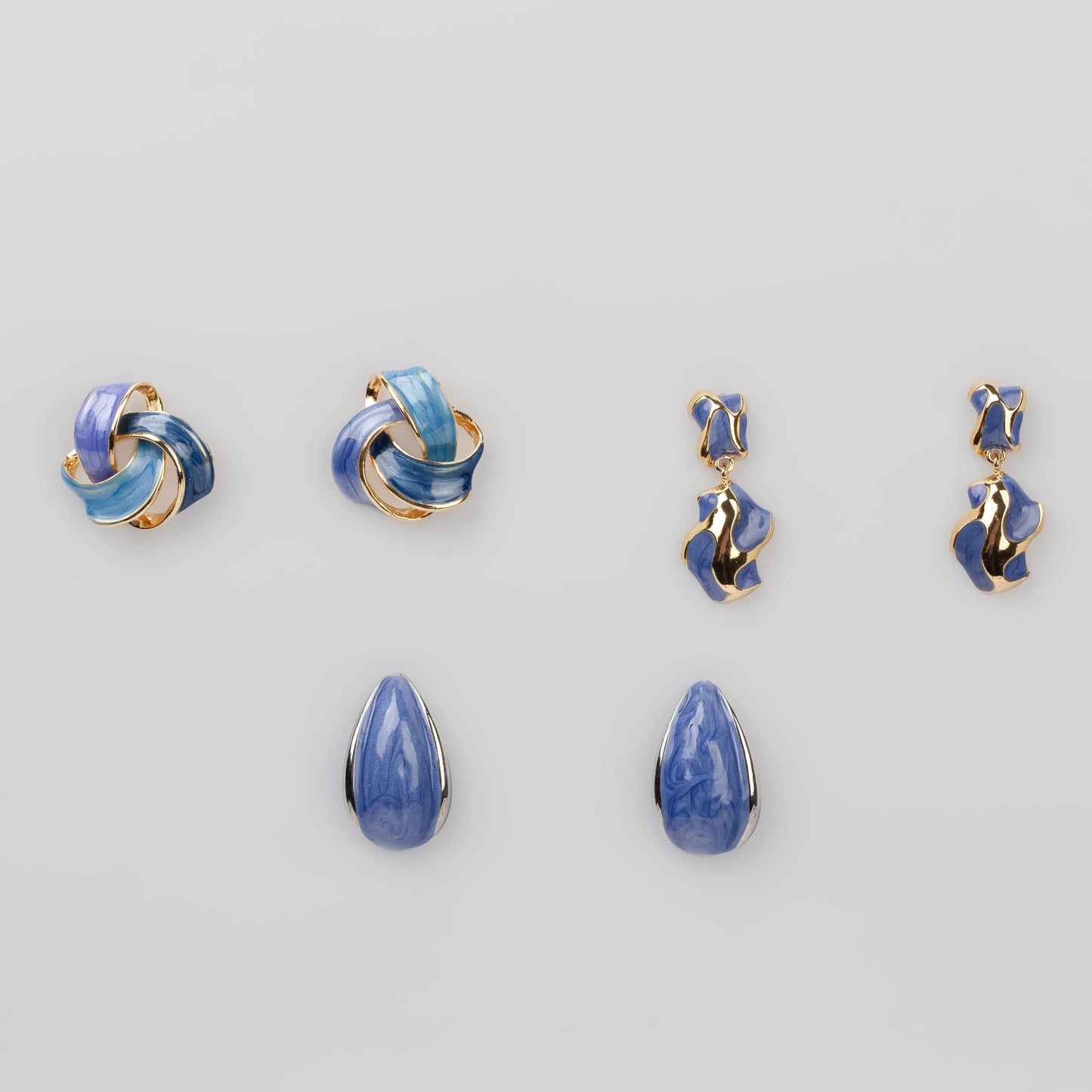 Cercei glossy diva mix, set 3 - Albastru