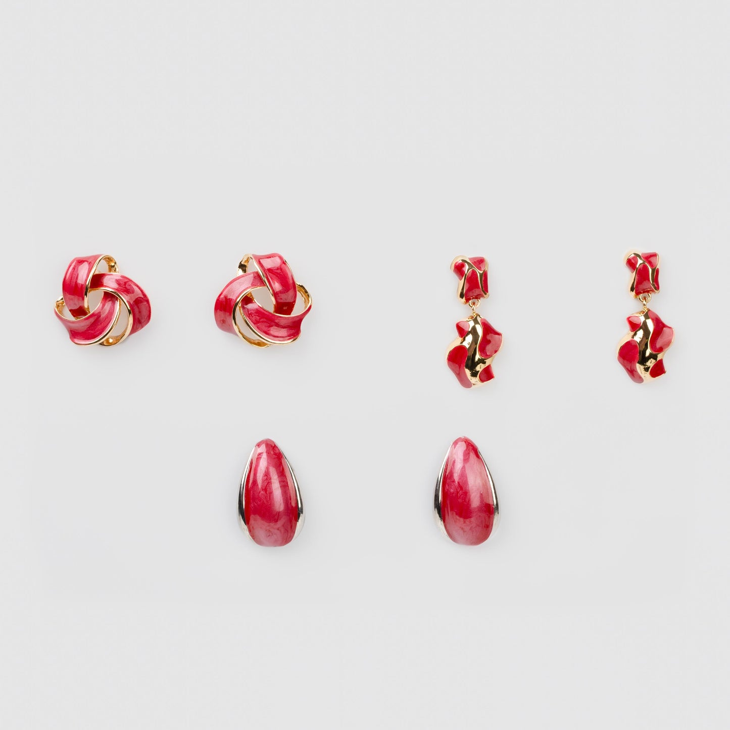 Cercei glossy diva mix, set 3 - Magenta