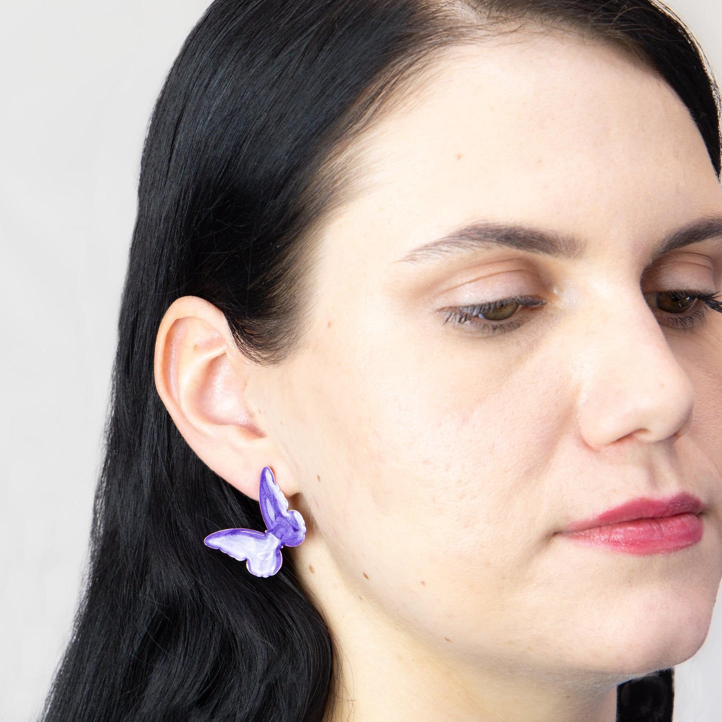 Cercei glossy flori și fluturi, set 3 - Mov