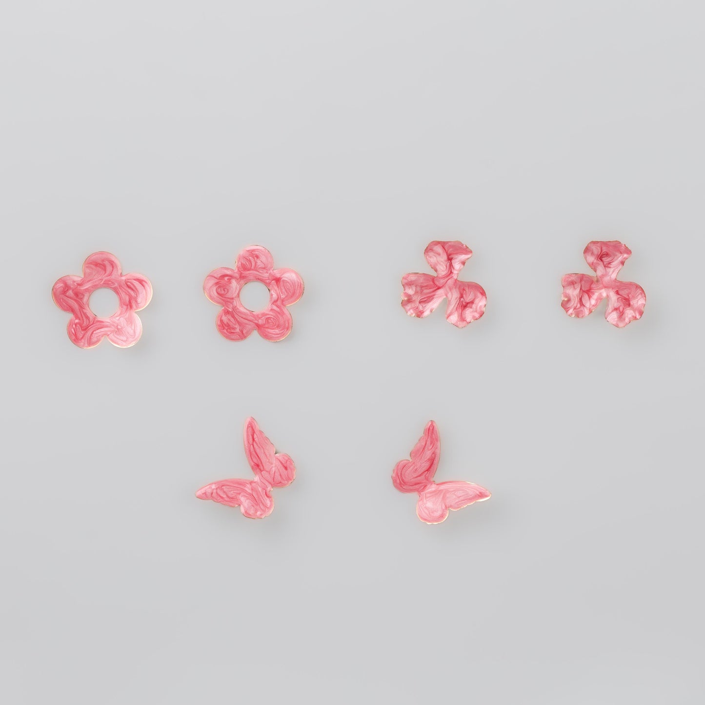 Cercei glossy flori și fluturi, set 3 - Rosso