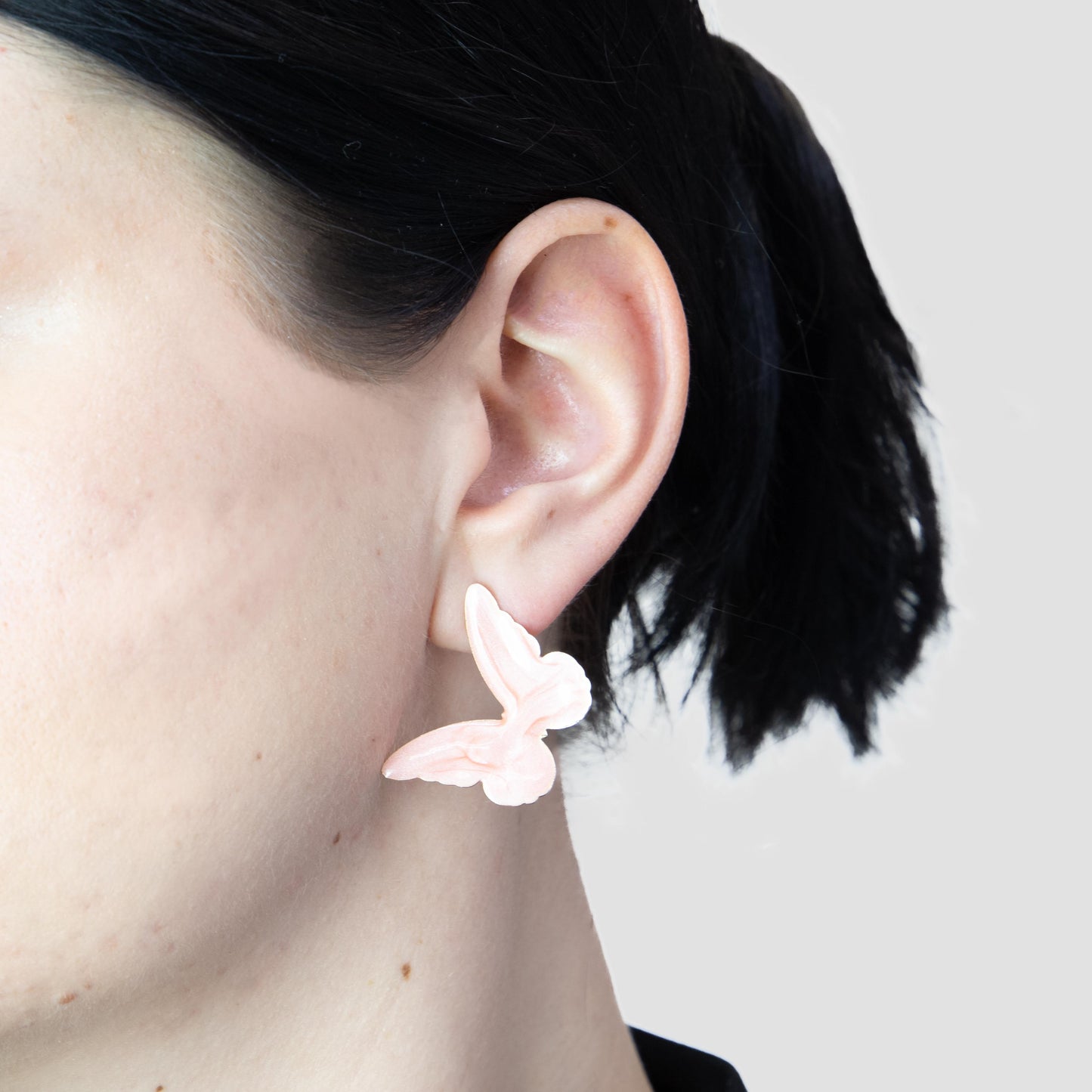 Cercei glossy flori și fluturi, set 3 - Roz Pudrat