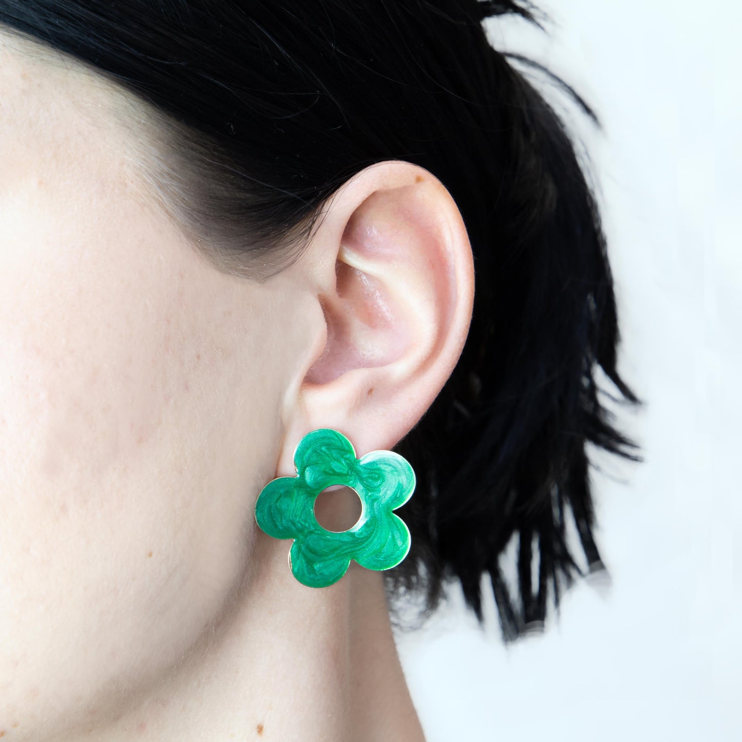 Cercei glossy flori și fluturi, set 3 - Verde