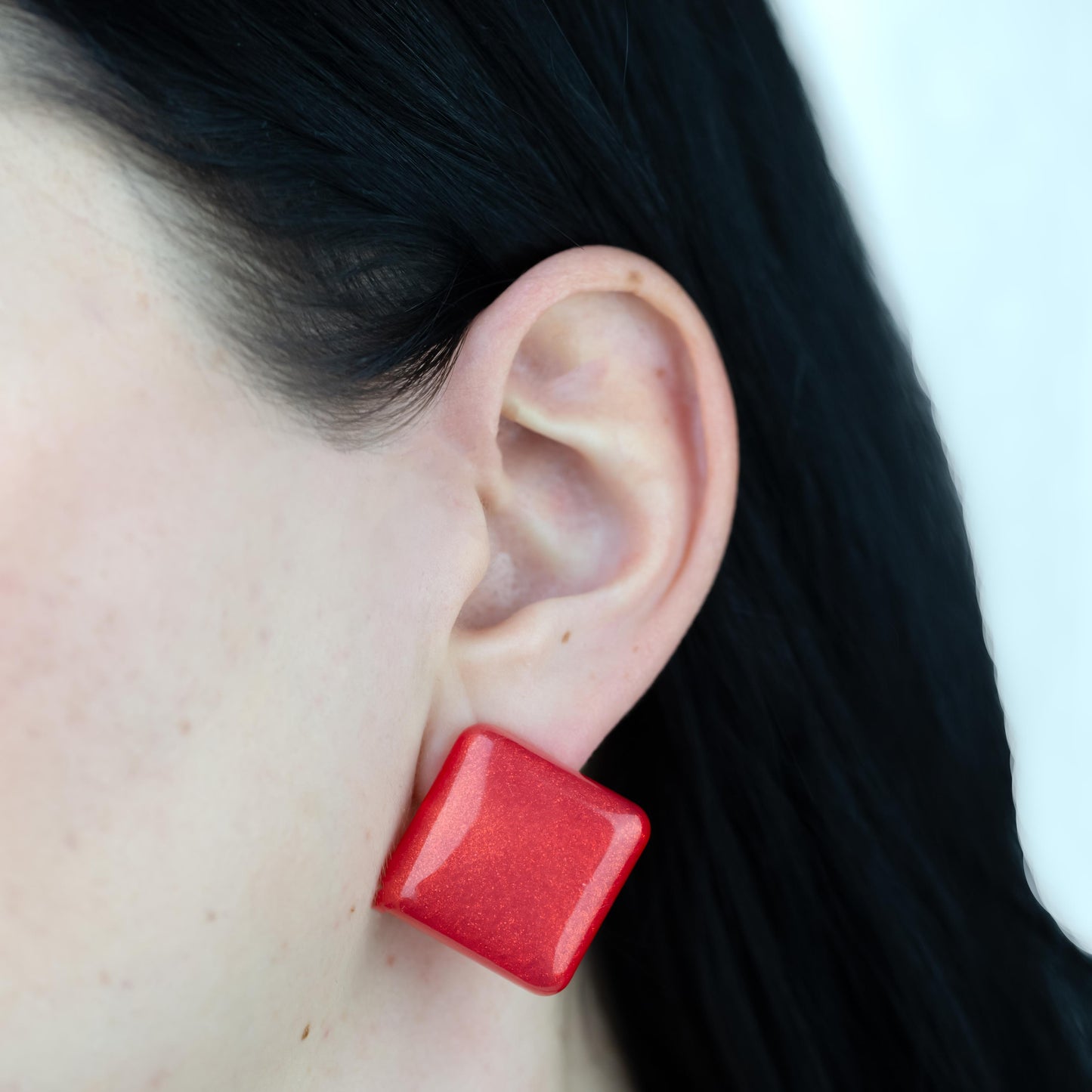 Cercei glossy glitter, set 2 - Roșu