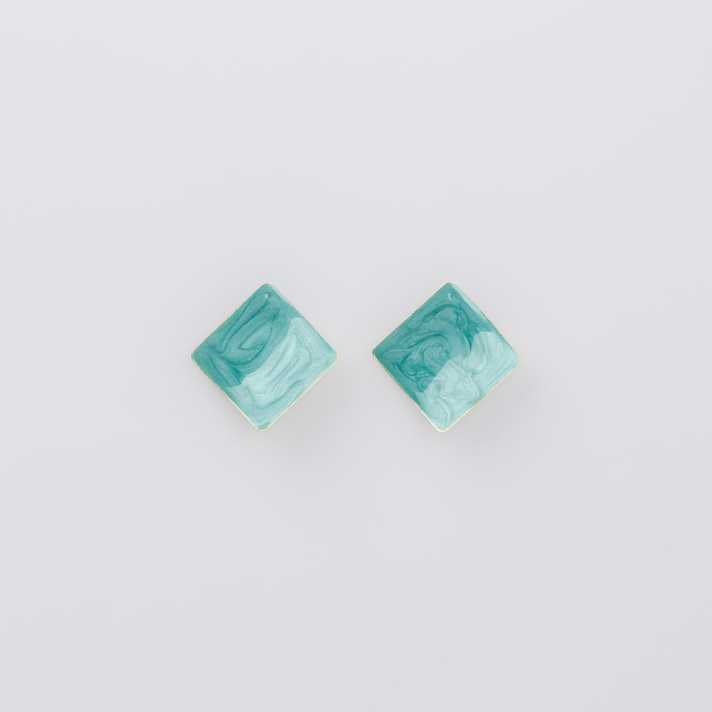 Cercei glossy romb și petale, set 2 - Turcoaz