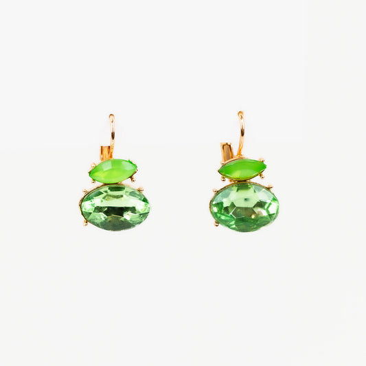 Cercei în formă de amuletă cu pietre verzi