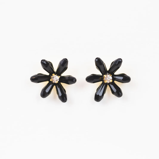 Cercei în formă de floare cu pietre negre